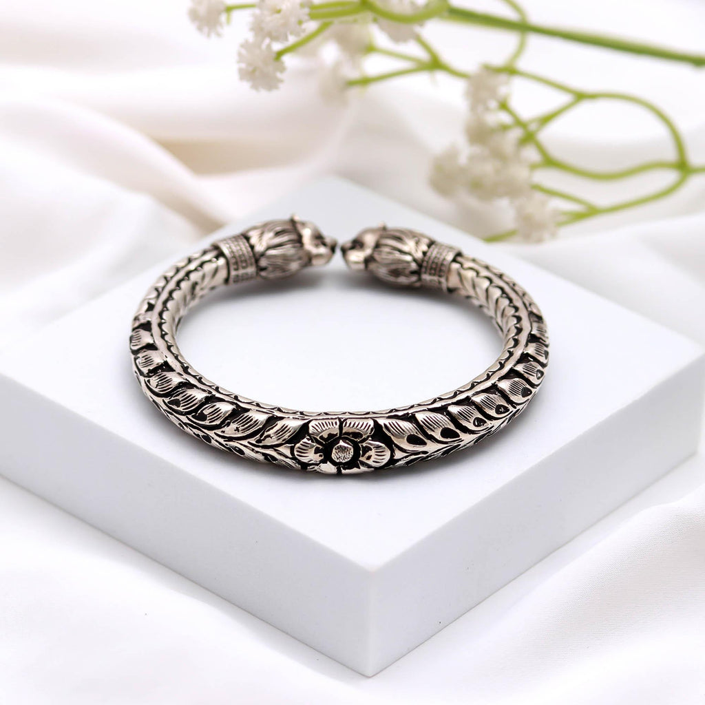 Traditional Design 925 Sterling Silver Finish Engraved Cuff Bangle