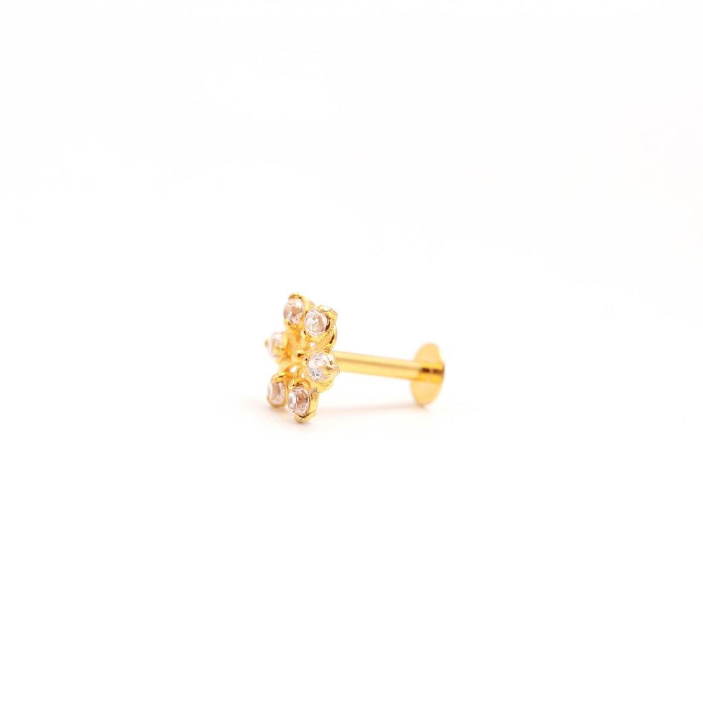 Classic 18K Gold Nose Stud with Round CZ – Women’s Nose Jewelry