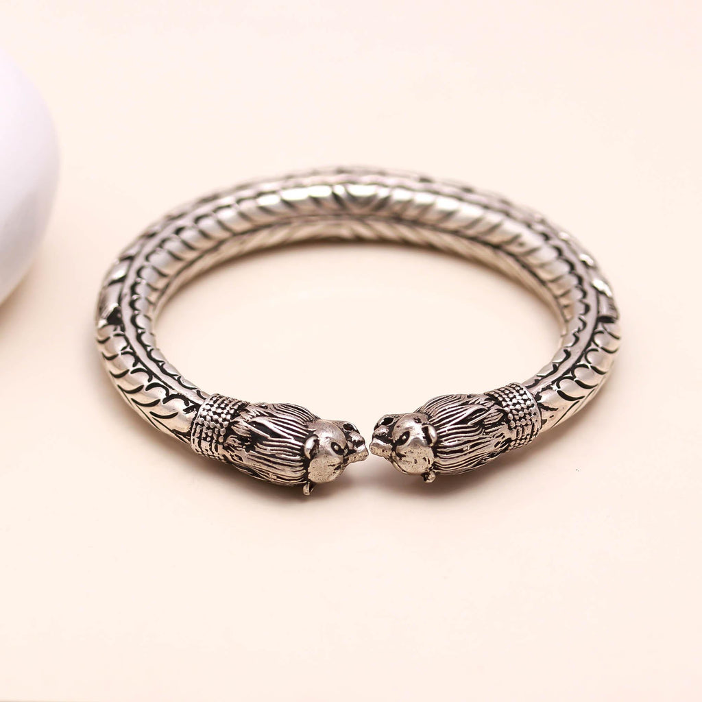 Traditional Design 925 Sterling Silver Finish Engraved Cuff Bangle
