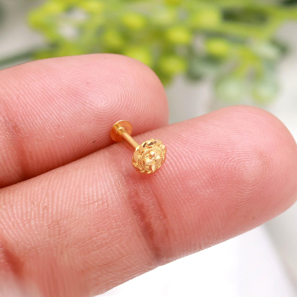 18KT Gold Minimal Nose Stud, Elegant Daily Wear