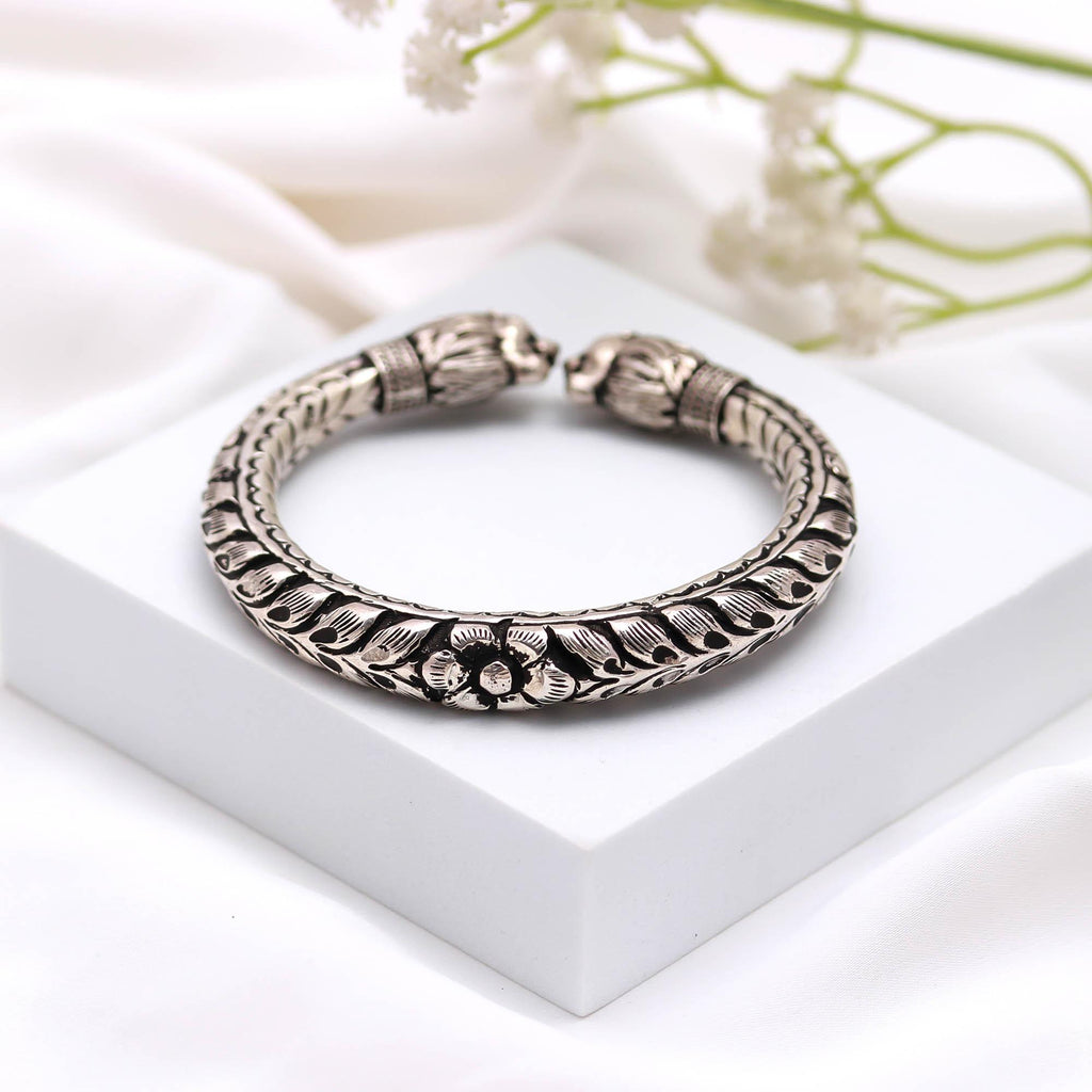 Men's 925 Sterling Silver Cuff Bangle Handmade Adjustable Bracelet