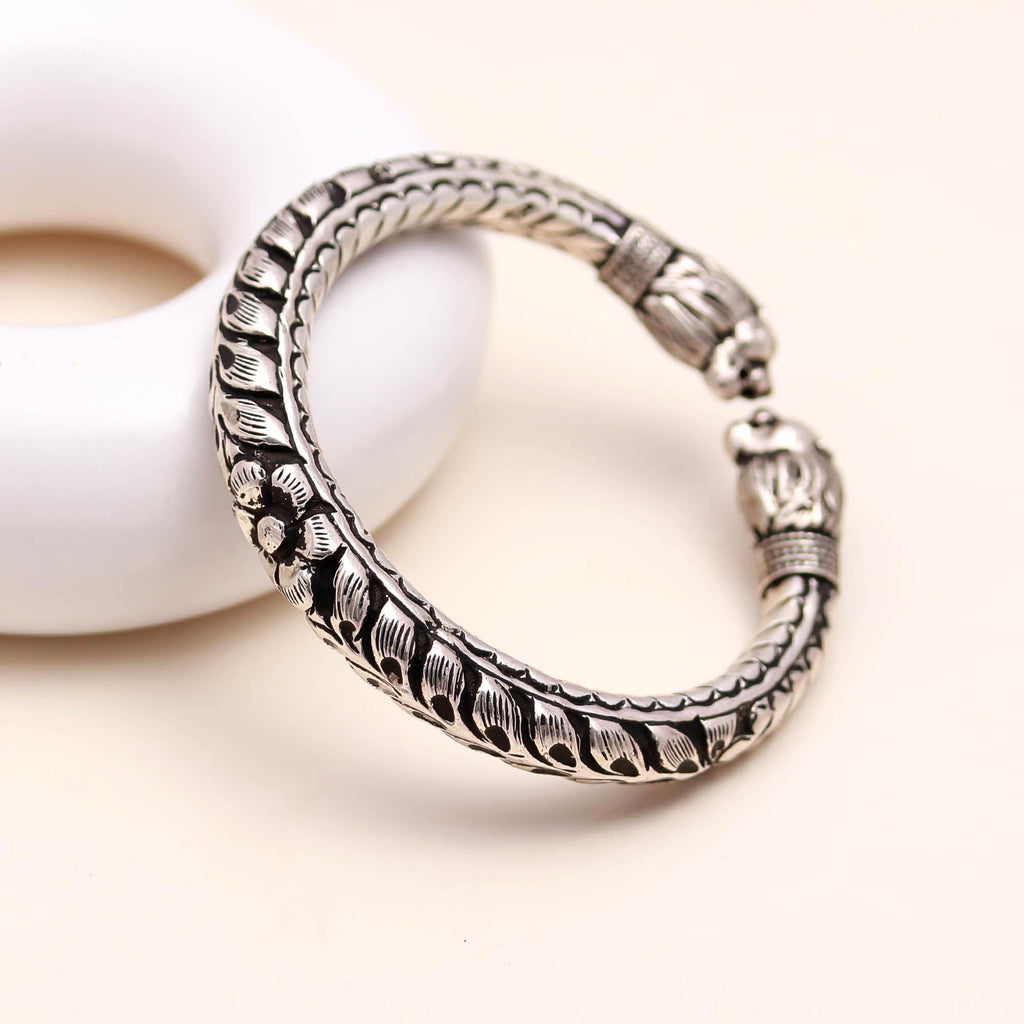 Men's 925 Sterling Silver Cuff Bangle Handmade Adjustable Bracelet