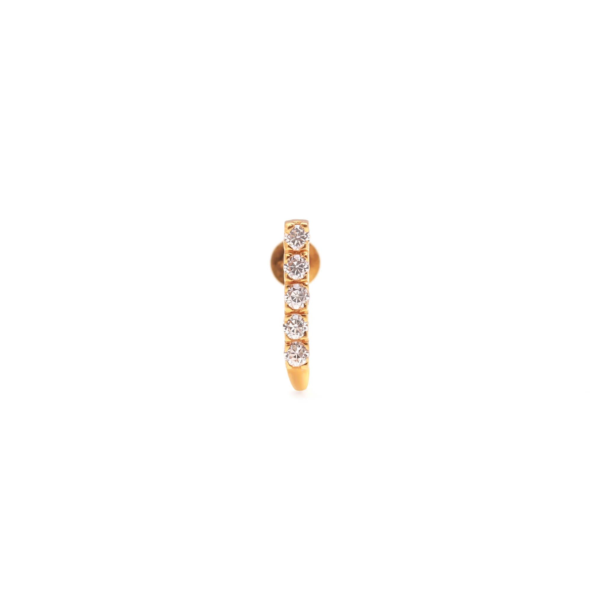 18K Gold CZ Nose Stud | Simple Round Nose Jewelry