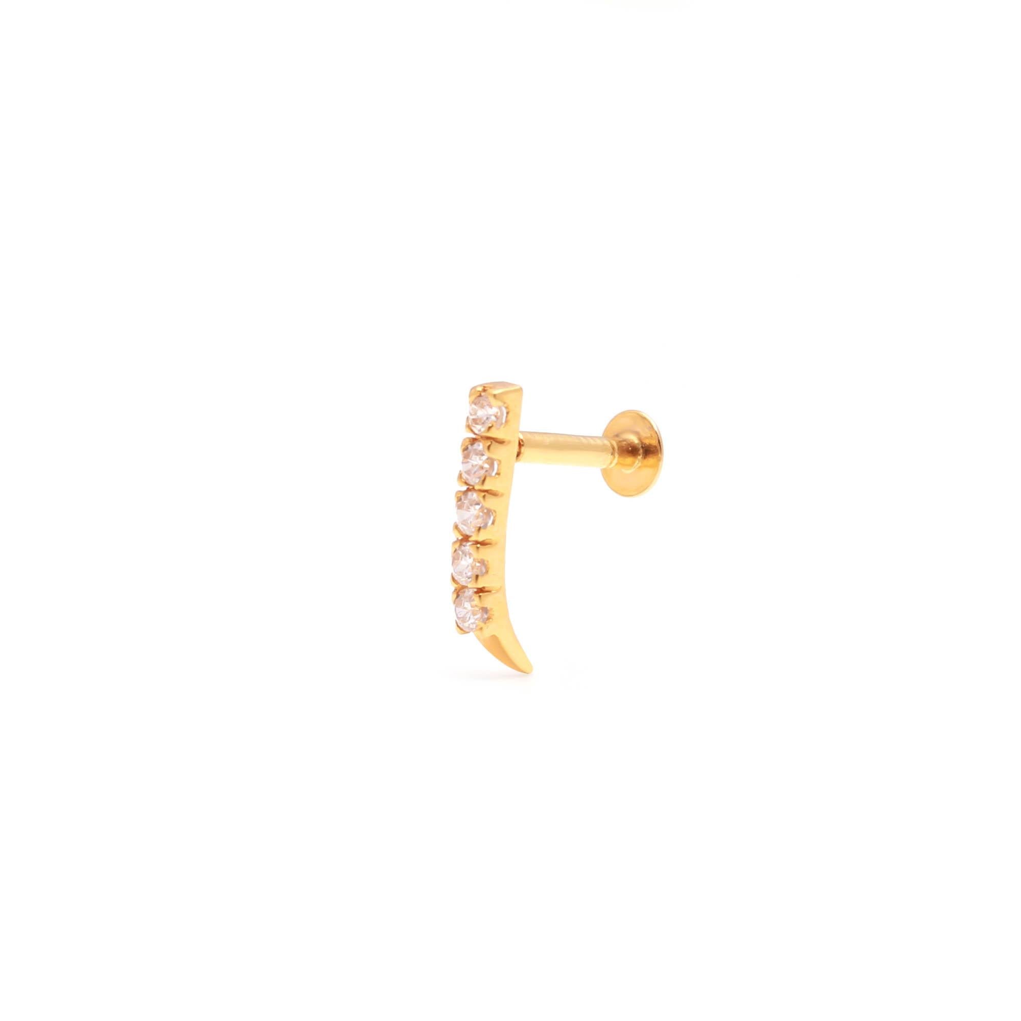 18K Gold CZ Nose Stud | Simple Round Nose Jewelry