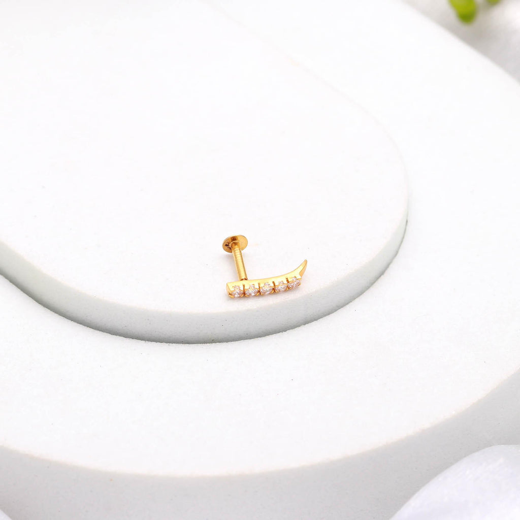 18K Gold CZ Nose Stud | Simple Round Nose Jewelry