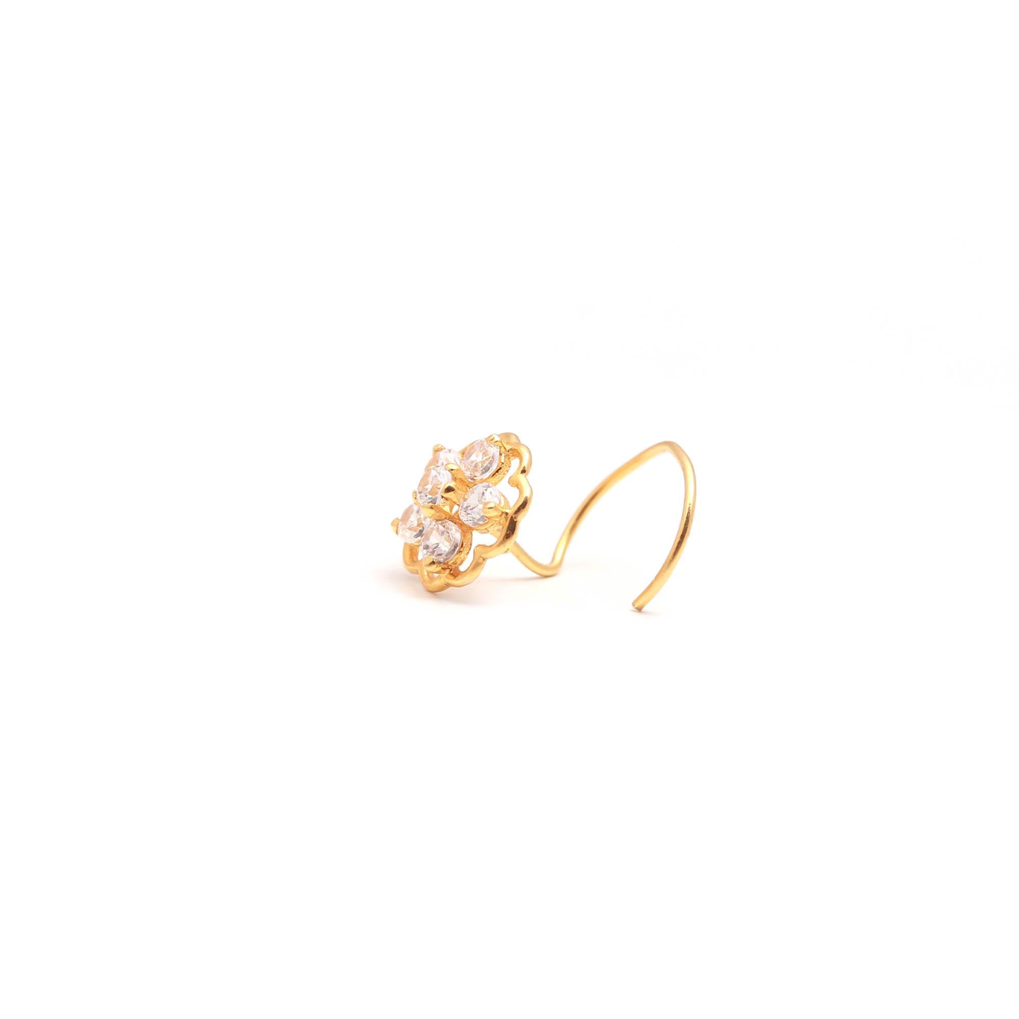 Classic 18K Gold Nose Pin | Round CZ Women Nose Stud
