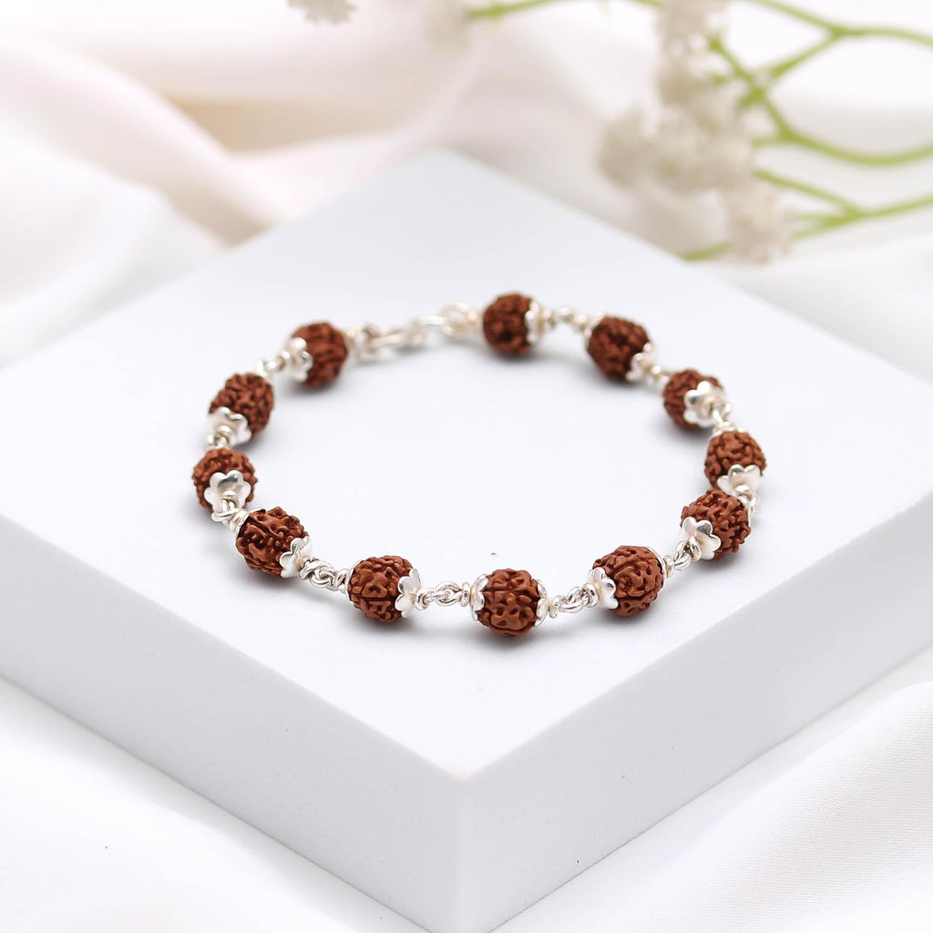 925 Sterling Silver Rudraksha Bracelet For Unisex Everyday Wear