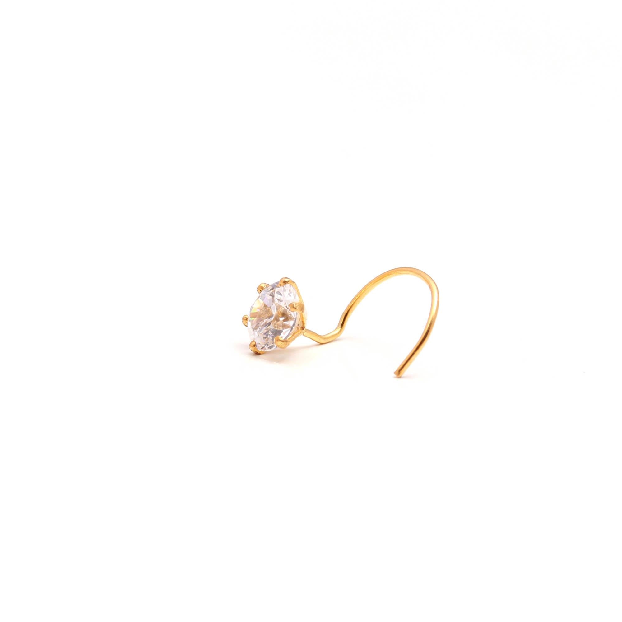 18K Gold Round CZ Nose Stud | Minimalist Women Nose Jewelry