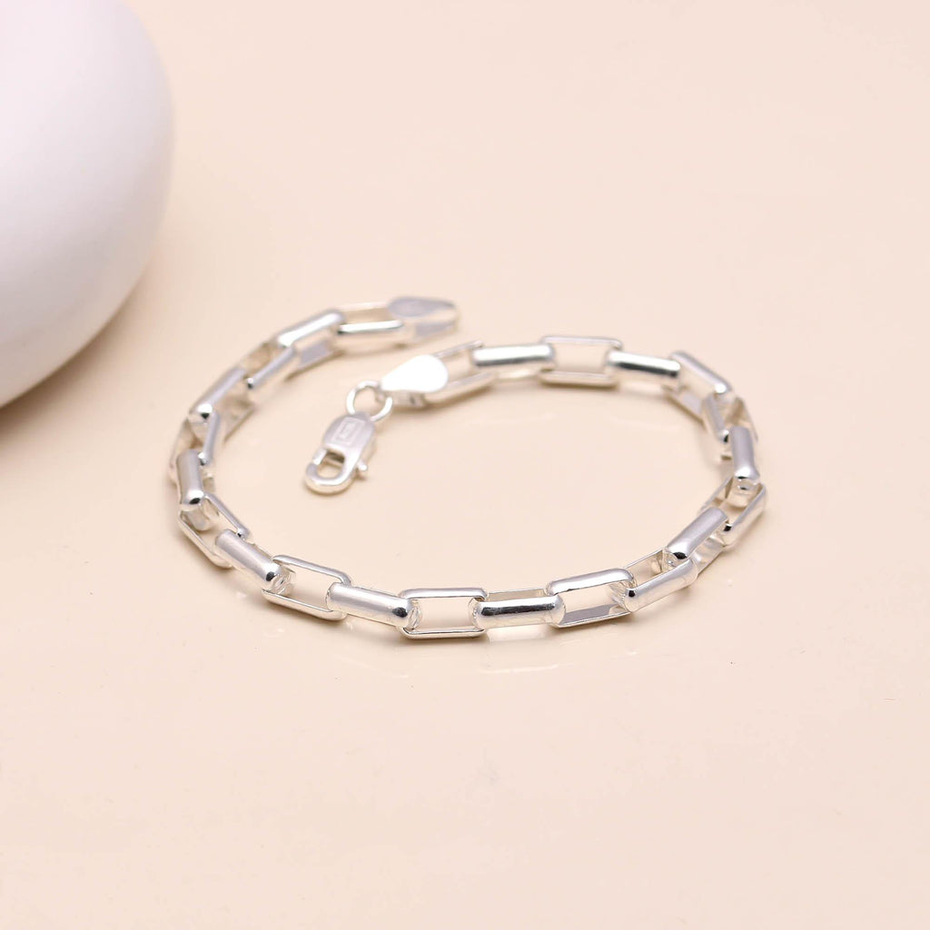 Men's Sterling Silver Box Chain Bracelet Birthday Gift