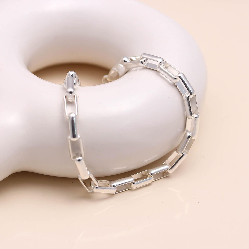 Men's Sterling Silver Box Chain Bracelet Birthday Gift