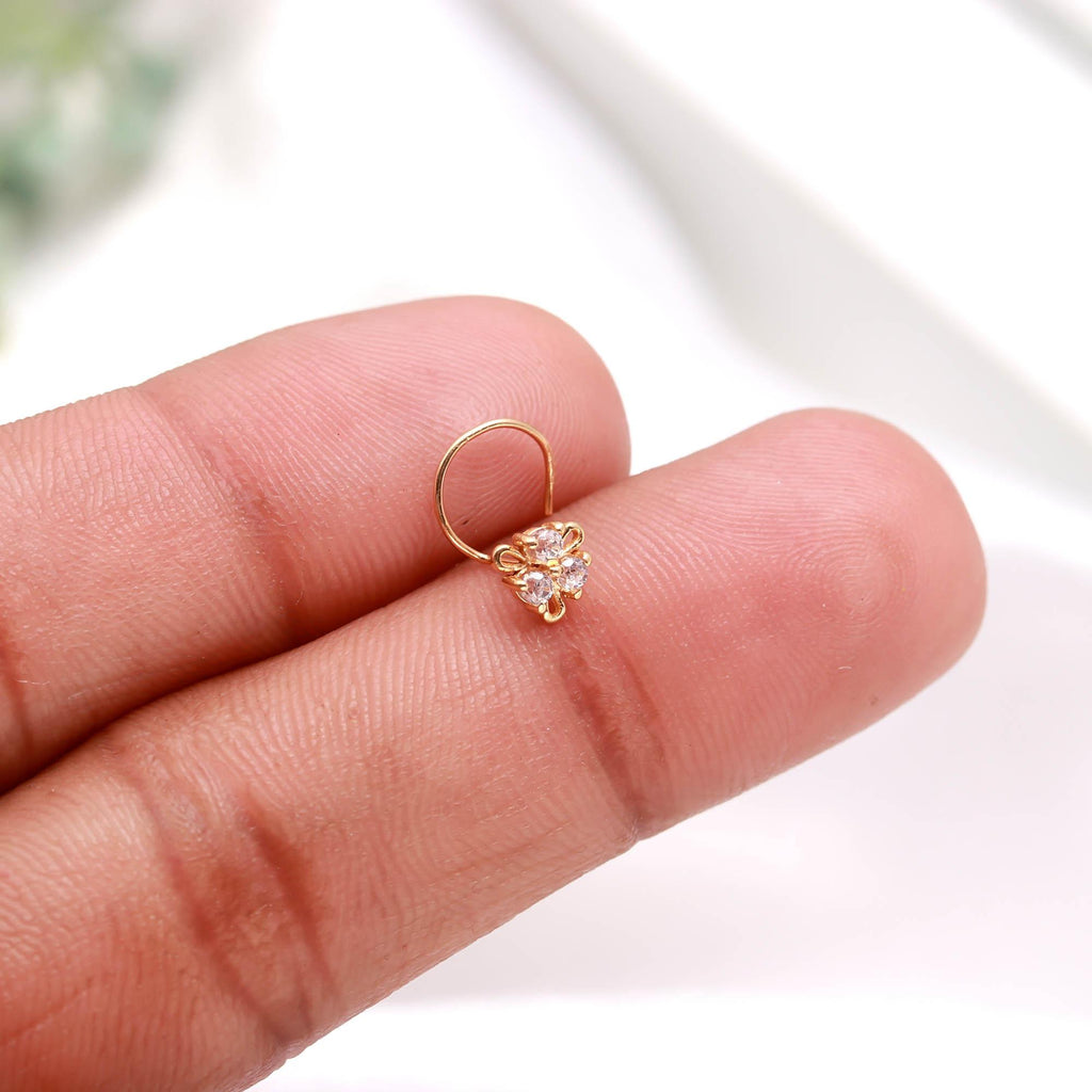 18K Gold CZ Nose Stud | Everyday Nose Pin