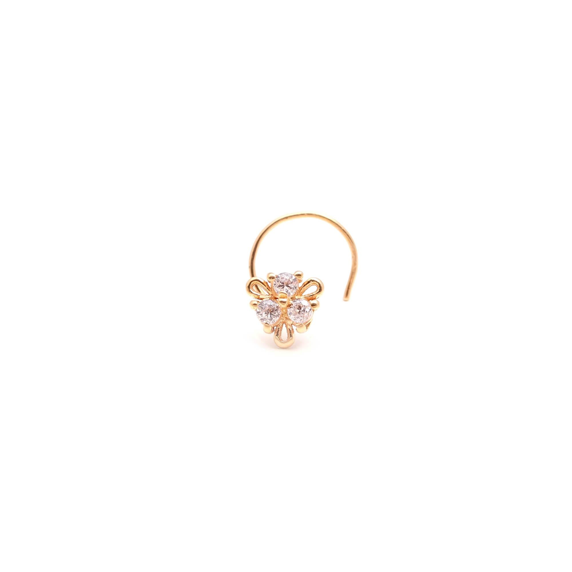 18K Gold CZ Nose Stud | Everyday Nose Pin