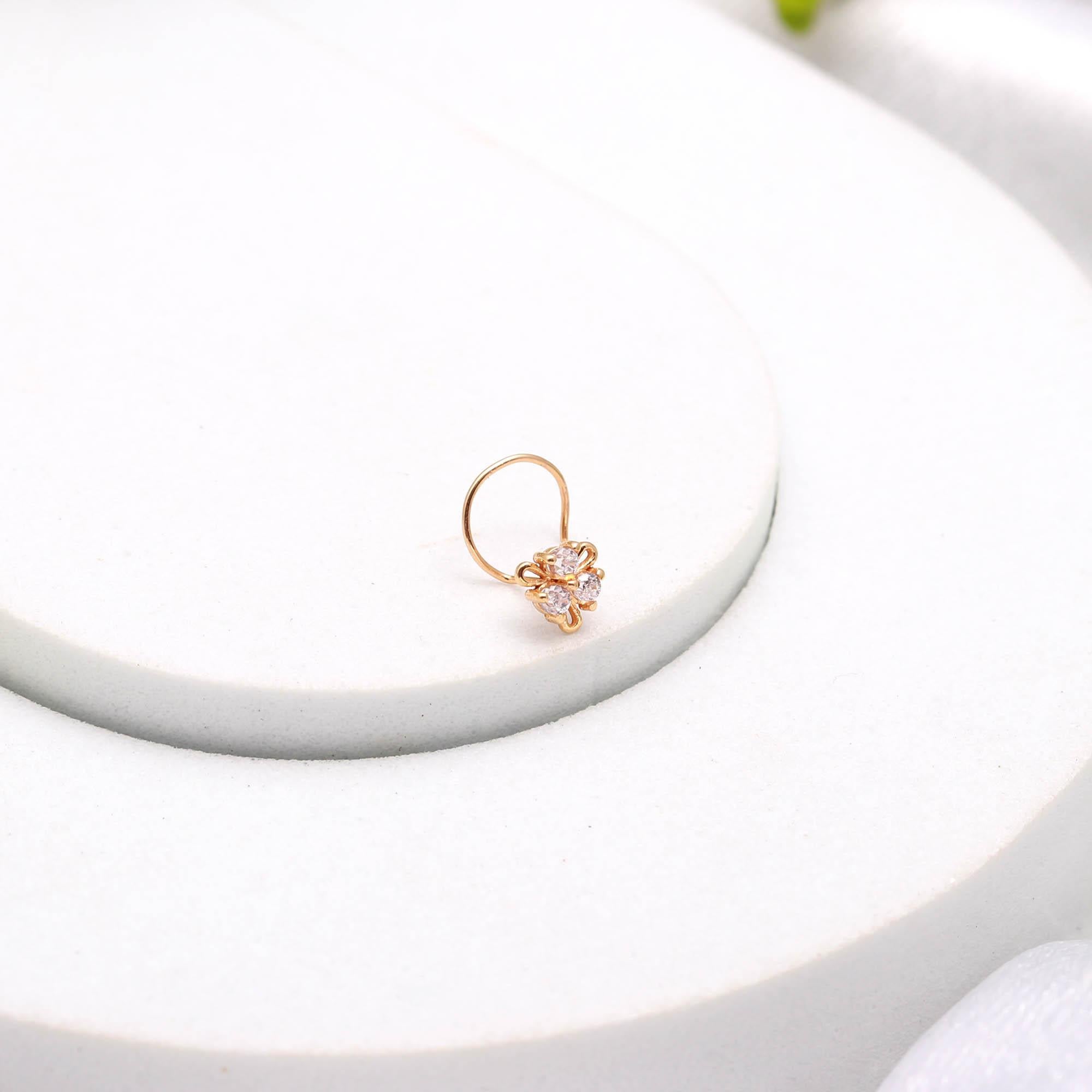18K Gold CZ Nose Stud | Everyday Nose Pin