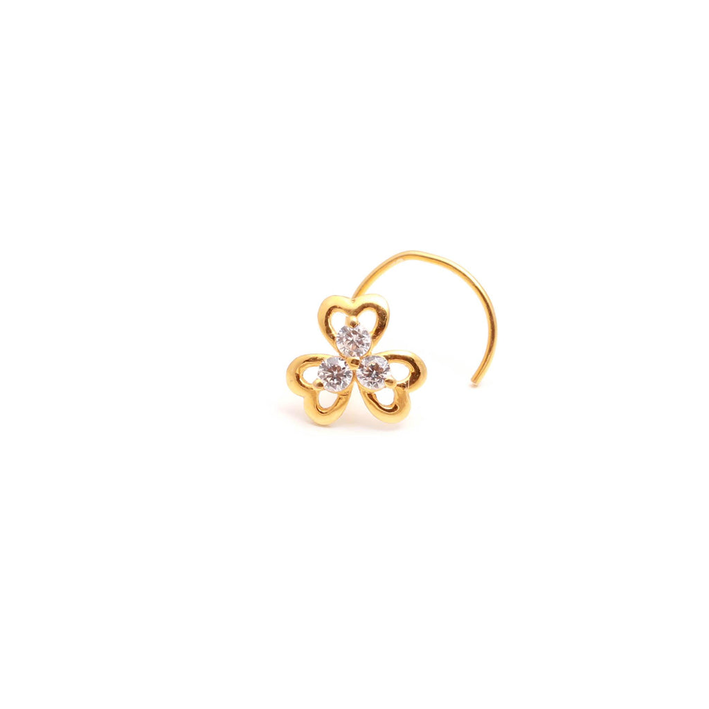 18K Gold Nose Stud | Simple Round CZ Nose Pin