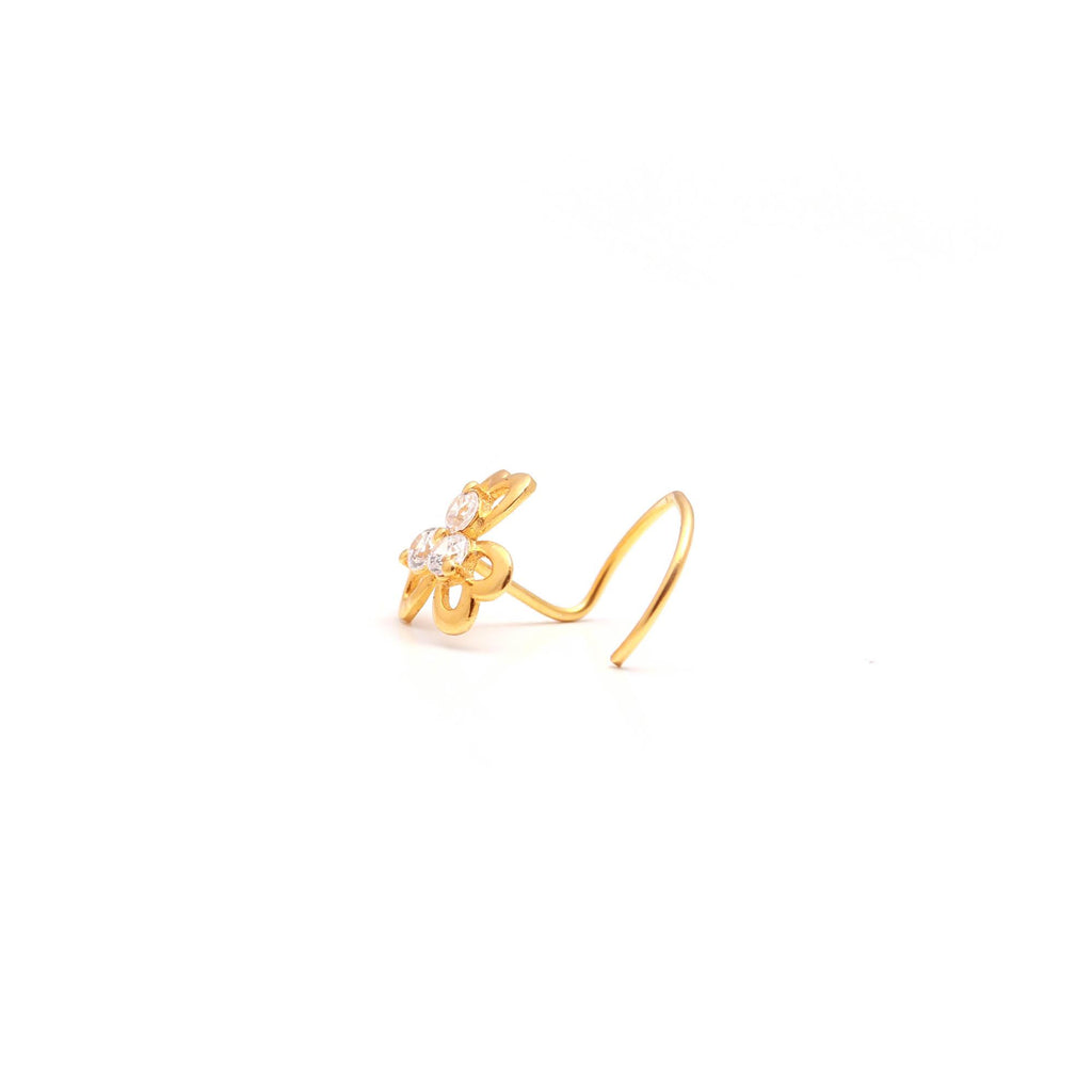18K Gold Nose Stud | Simple Round CZ Nose Pin