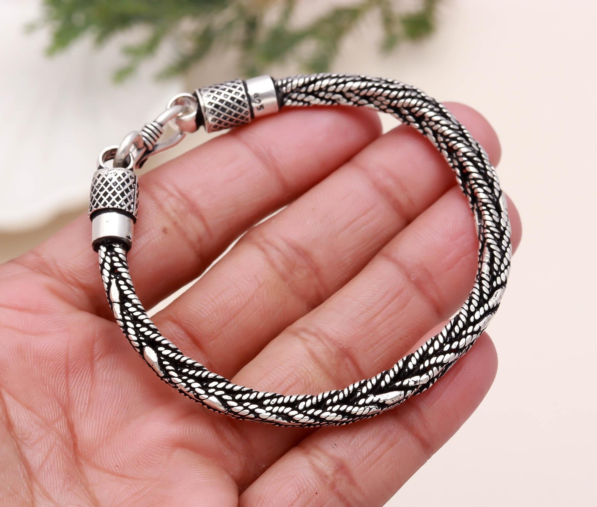 Heavy Weave Chain Bracelet for Men 925 Sterling Silver Jewellery