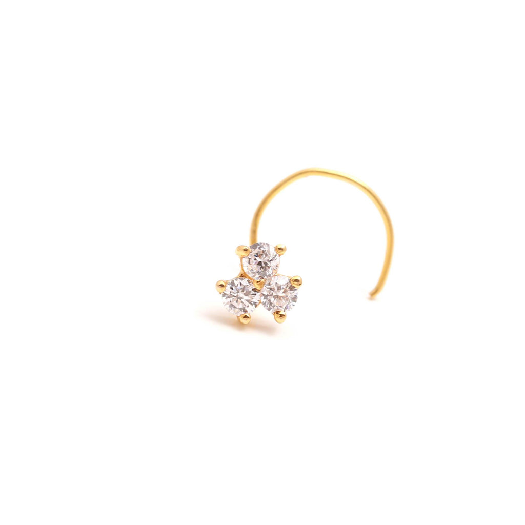 Classic 18K Gold Nose Stud | Round CZ Nose Jewelry
