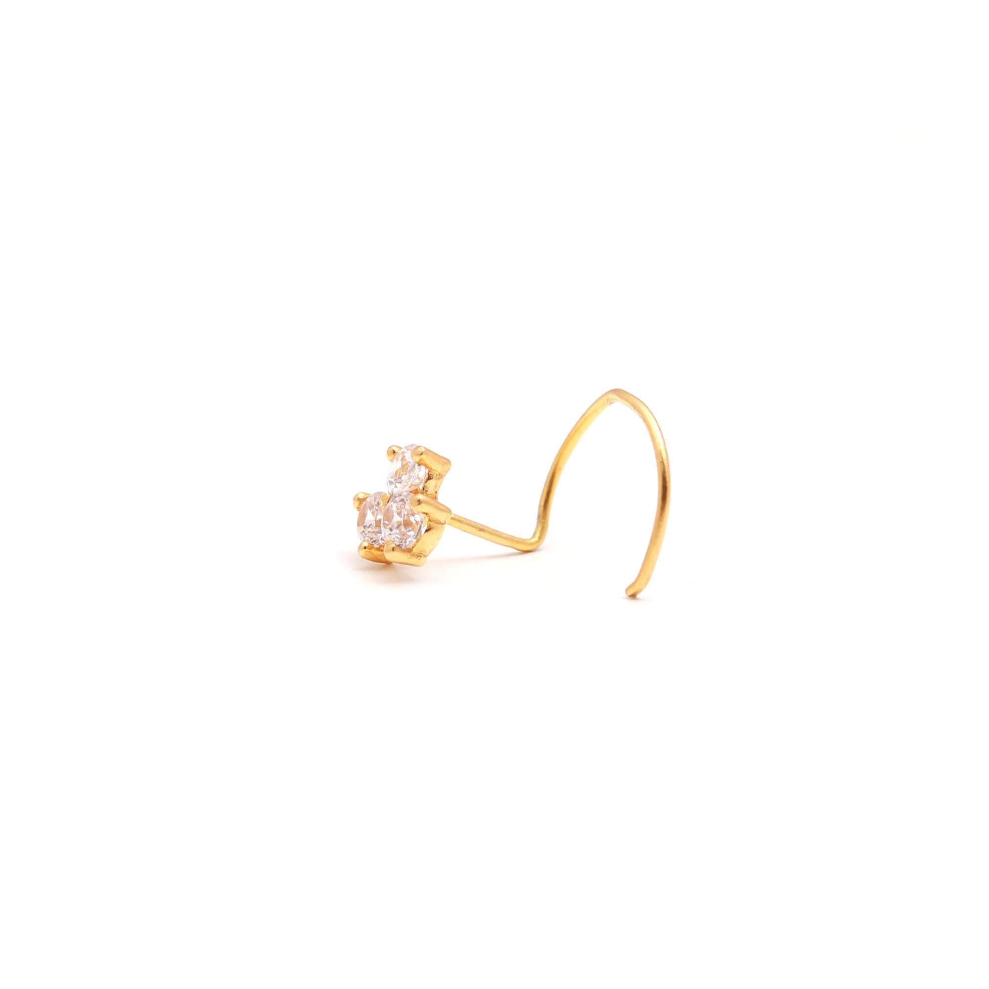 Classic 18K Gold Nose Stud | Round CZ Nose Jewelry