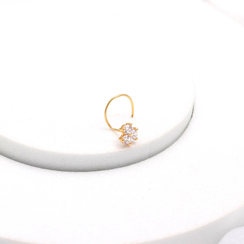 Classic 18K Gold Nose Stud | Round CZ Nose Jewelry