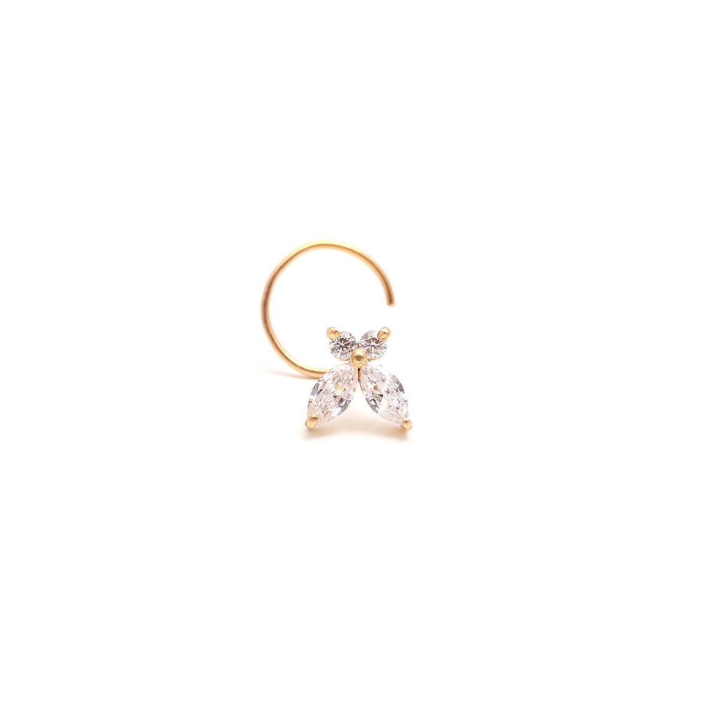 18K Gold Round CZ Nose Stud | Classic Gold Nose Pin