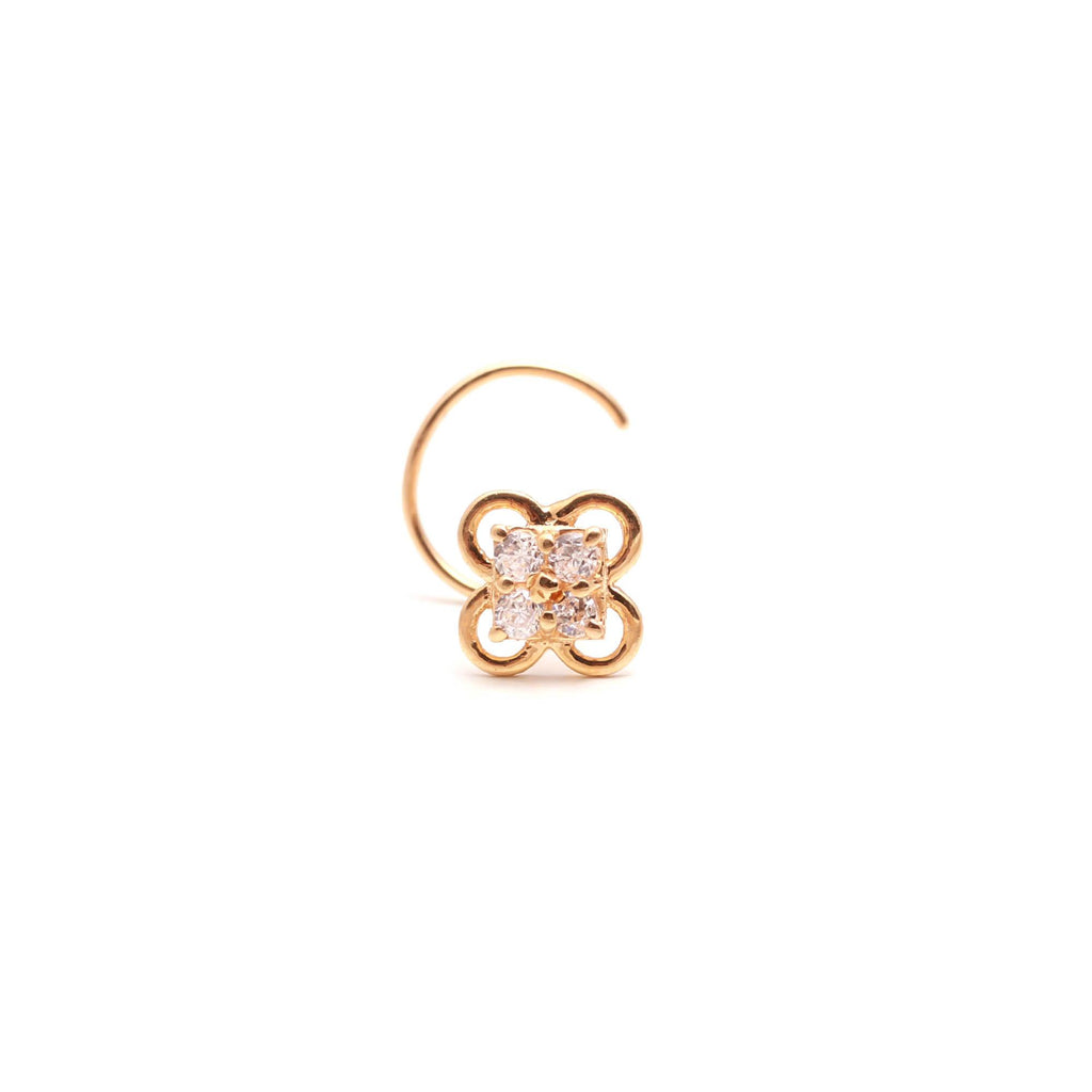 18K Gold CZ Round Nose Stud – Classic Minimal Gold Nose Pin
