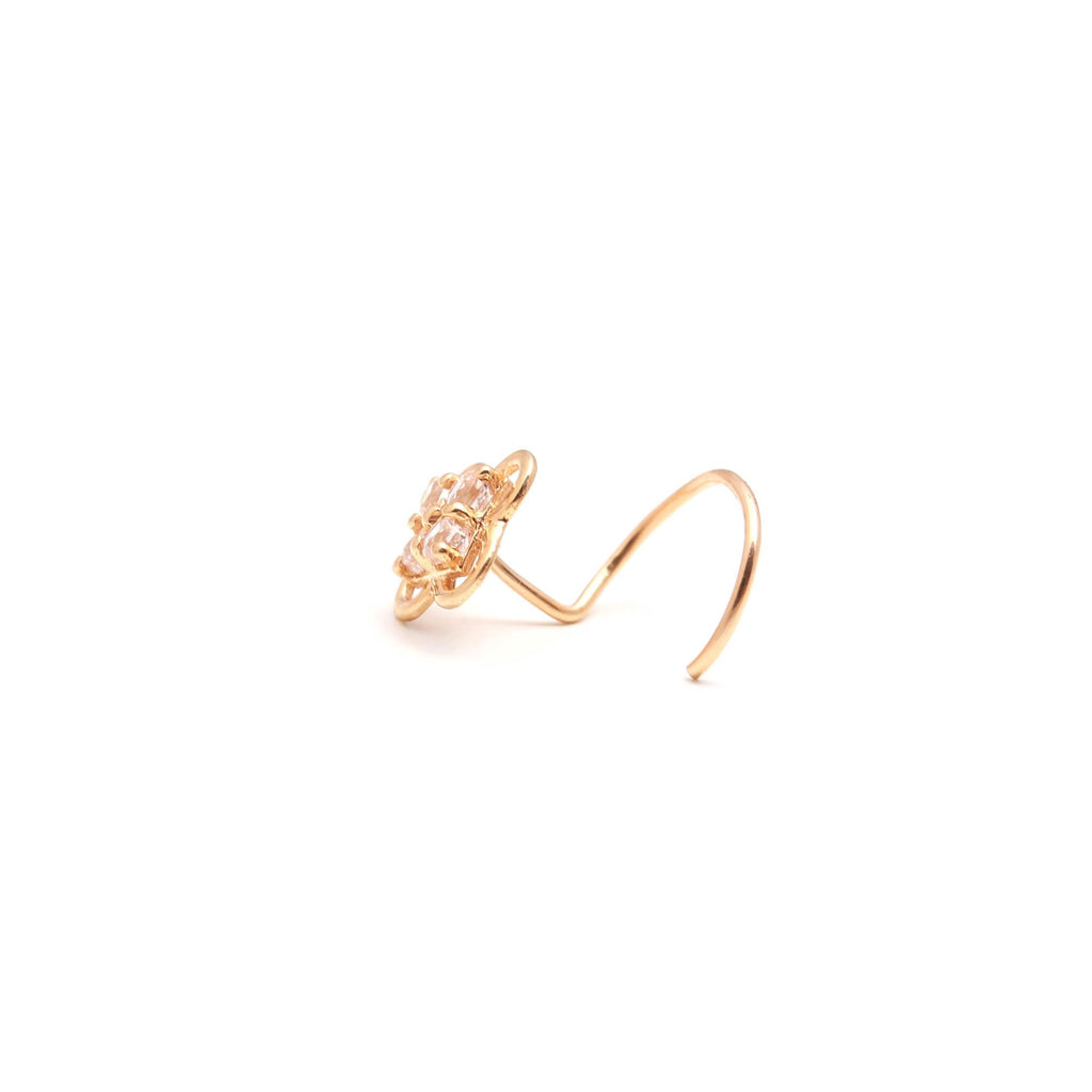 18K Gold CZ Round Nose Stud – Classic Minimal Gold Nose Pin