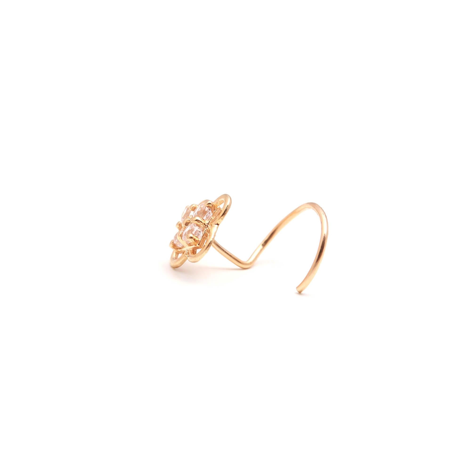 18K Gold CZ Round Nose Stud – Classic Minimal Gold Nose Pin