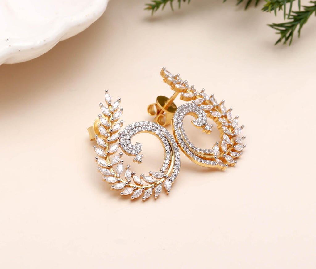 Sterling Silver Yellow Gold-Plated Round Moissanite Drop Dangle Earring for Women Statement Jewellery
