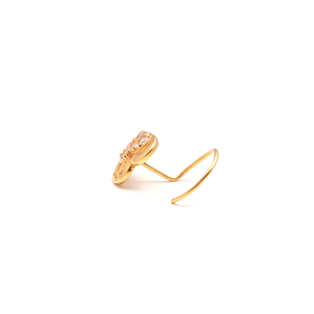 18K Gold Round CZ Nose Stud – Classic Tiny Heart Shape Gold Nose Jewelry