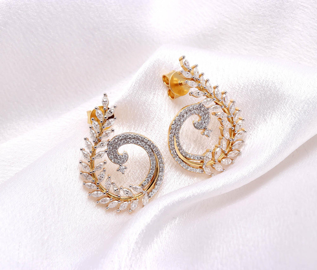 Sterling Silver Yellow Gold-Plated Round Moissanite Drop Dangle Earring for Women Statement Jewellery