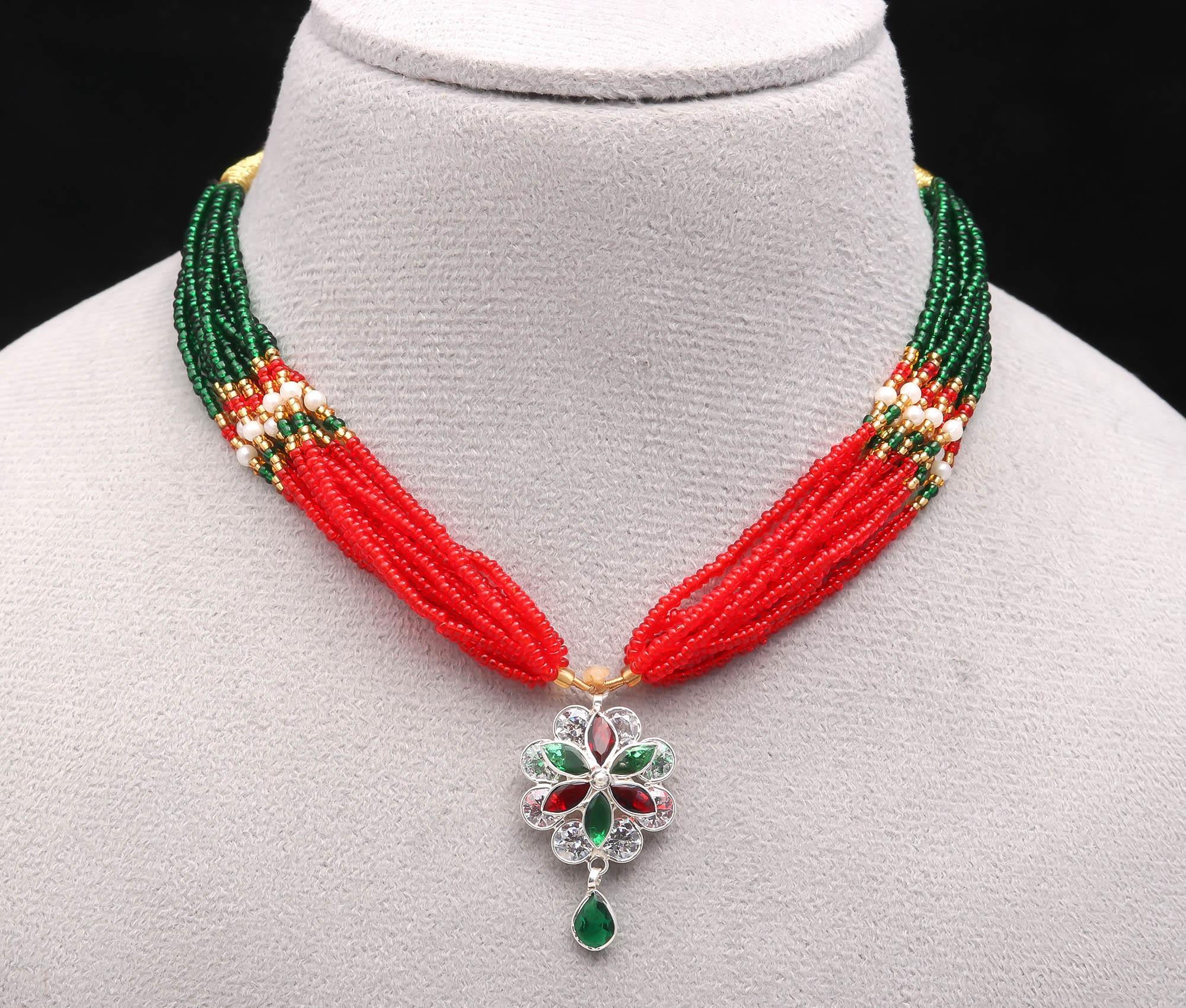 Rhodium-Plated 925 Sterling Silver Necklace with Round Brilliant CZ Stone Bridal Jewellery