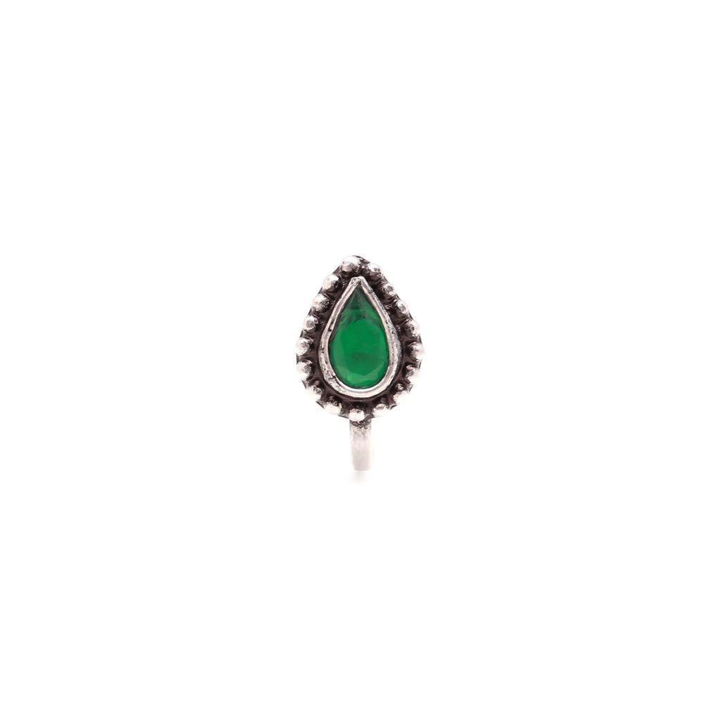 Vintage Style Tear Drop CZ Ring – 925 Sterling Silver Oxidised Turkish Design
