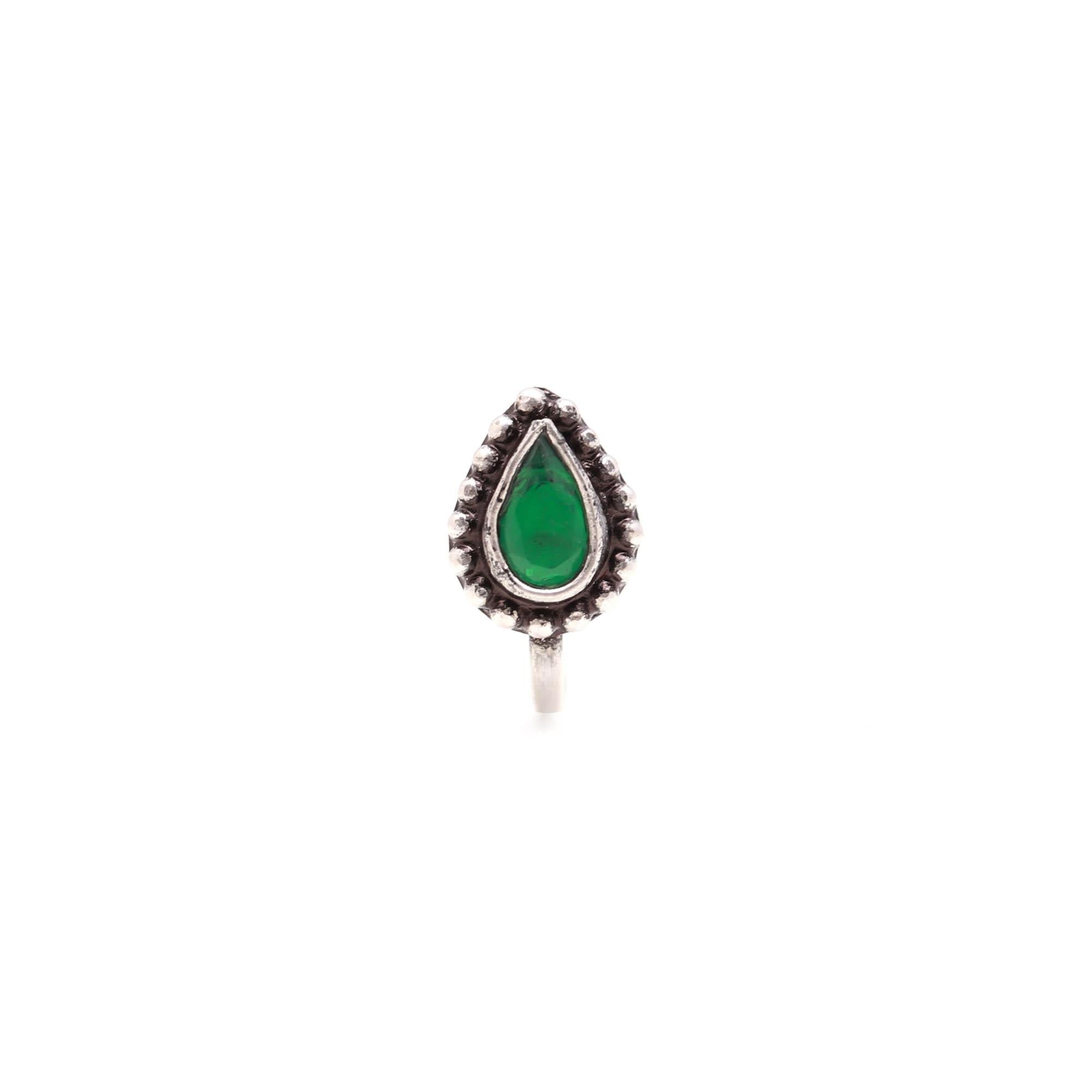 Vintage Style Tear Drop CZ Ring – 925 Sterling Silver Oxidised Turkish Design