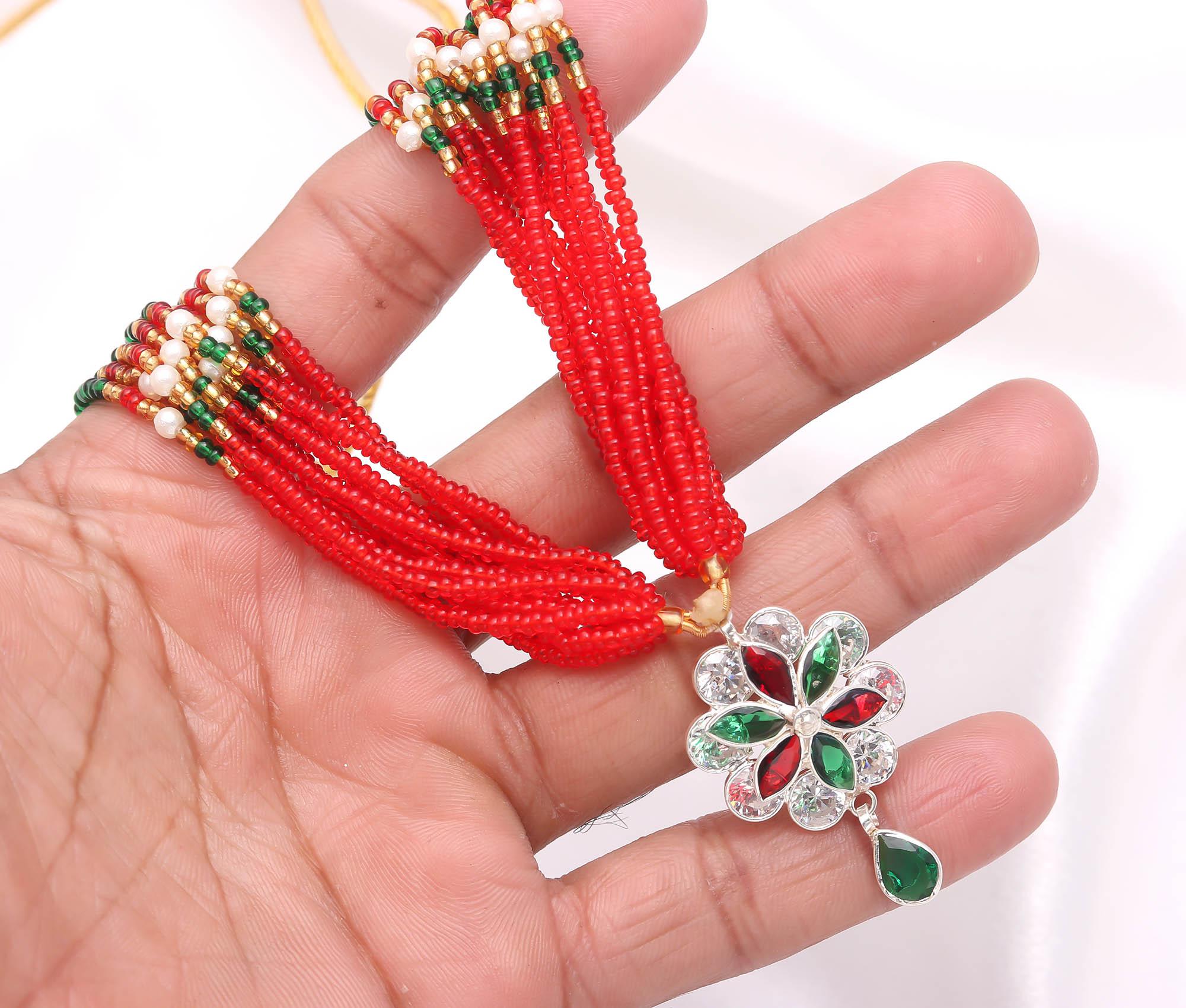 Rhodium-Plated 925 Sterling Silver Necklace with Round Brilliant CZ Stone Bridal Jewellery