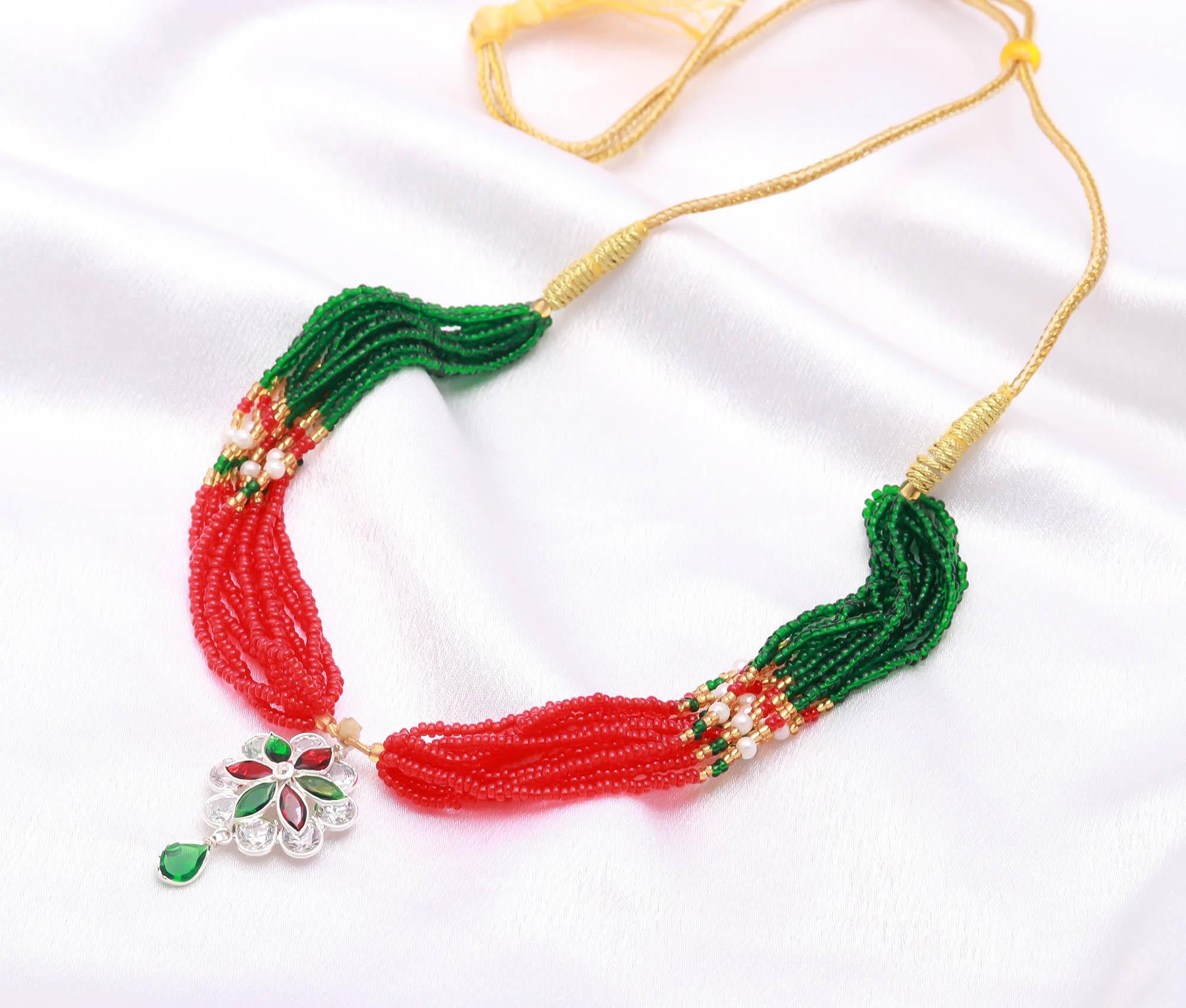 Rhodium-Plated 925 Sterling Silver Necklace with Round Brilliant CZ Stone Bridal Jewellery