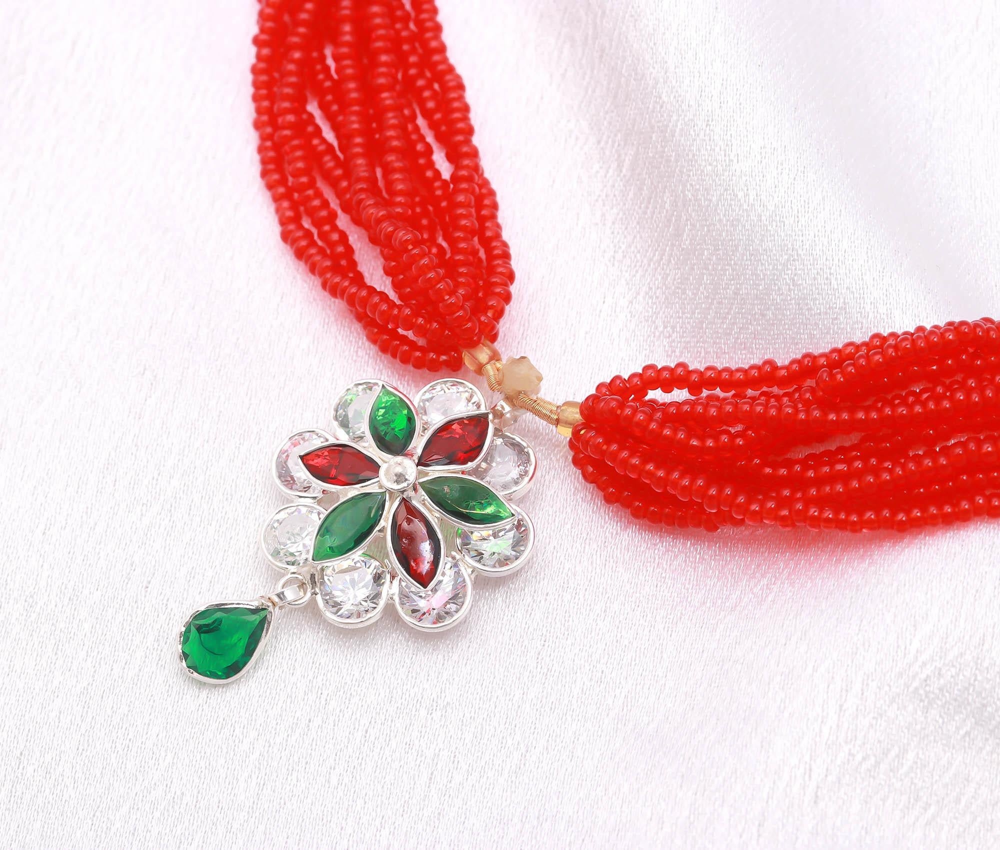 Rhodium-Plated 925 Sterling Silver Necklace with Round Brilliant CZ Stone Bridal Jewellery