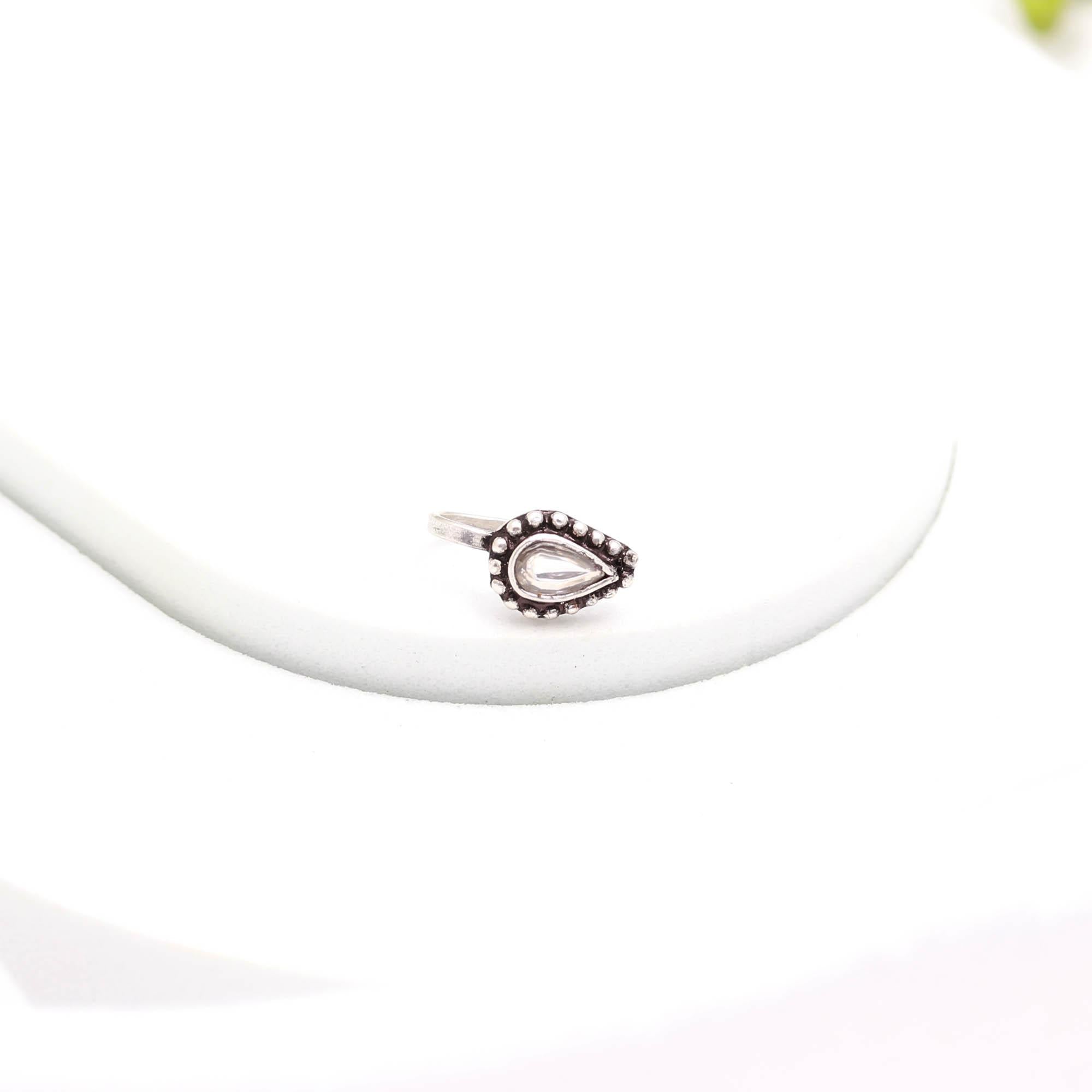 Oxidised Turkish Tear Drop CZ Nose Pin – 925 Sterling Silver Nose Stud