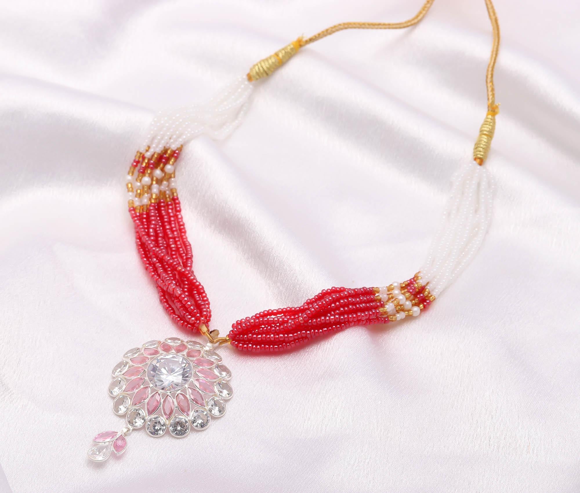 Elegant CZ Stone Necklace in 925 Sterling Silver with Brilliant Round Cut Wedding Wear