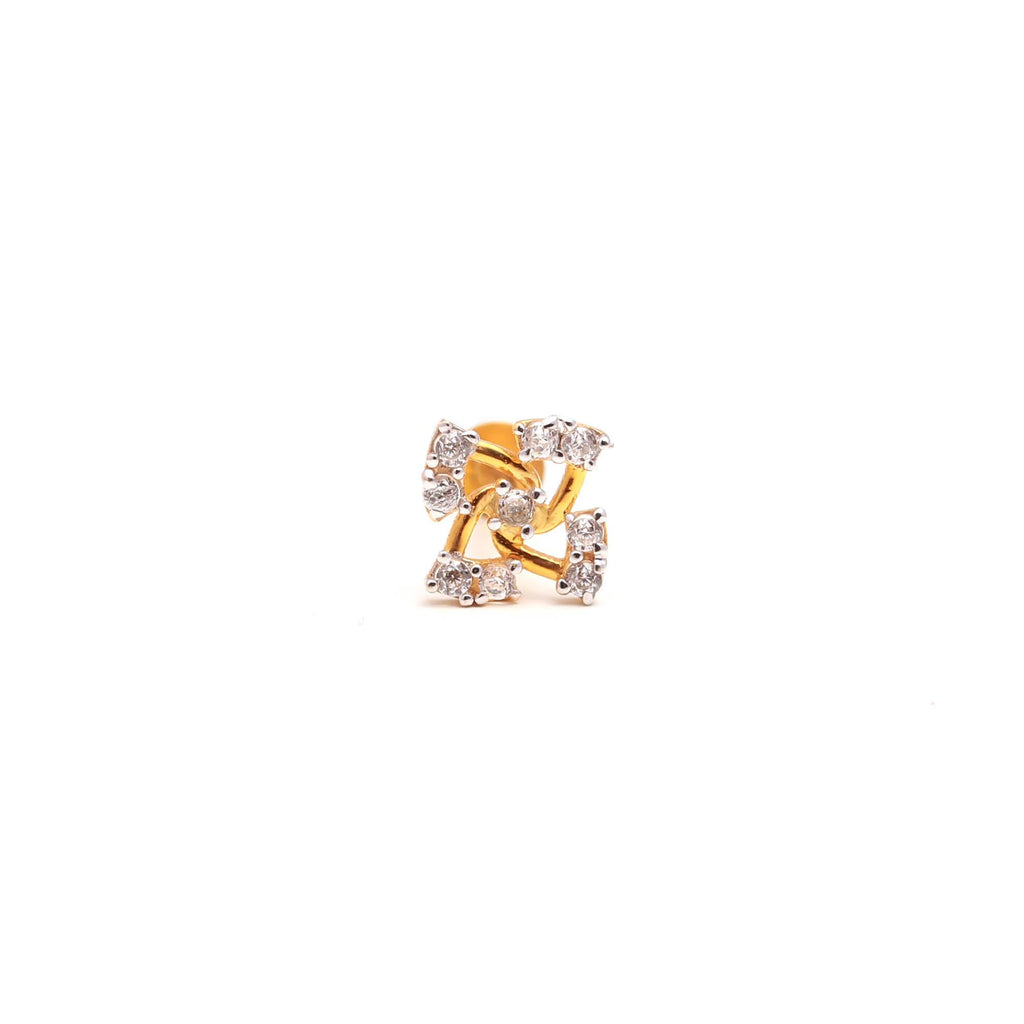 18KT Hallmarked Gold Nose Stud with Round Brilliant CZ Sparkling Daily Wear