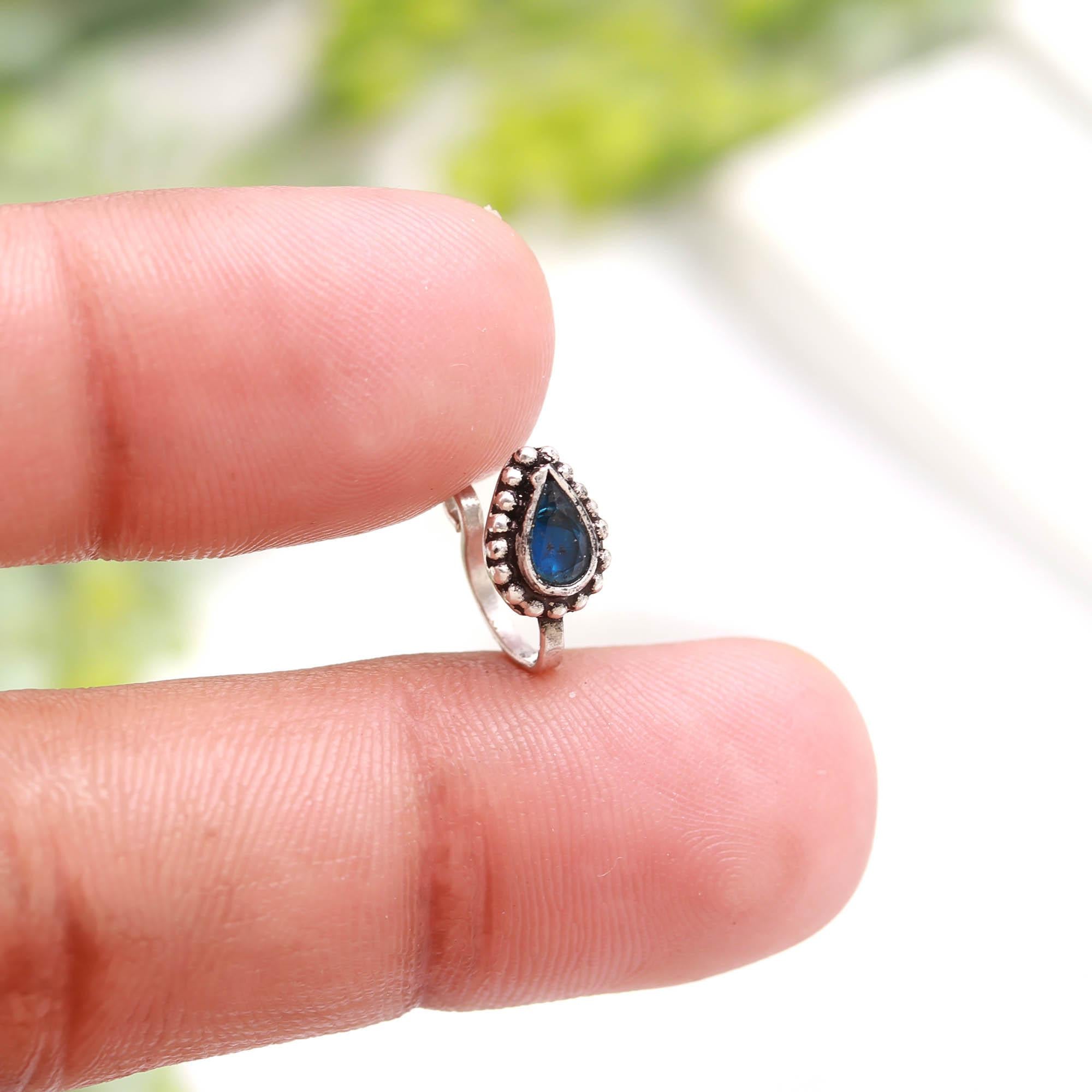 Tear Drop CZ Nose Ring | 925 Sterling Silver Turkish Design
