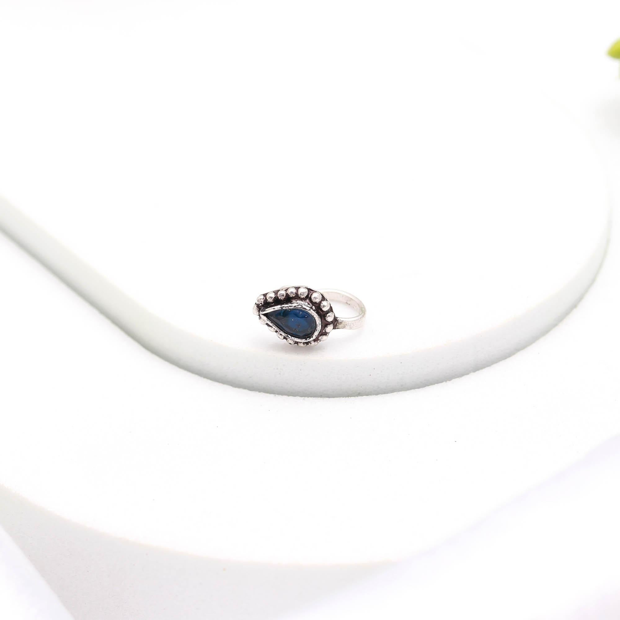 Tear Drop CZ Nose Ring | 925 Sterling Silver Turkish Design