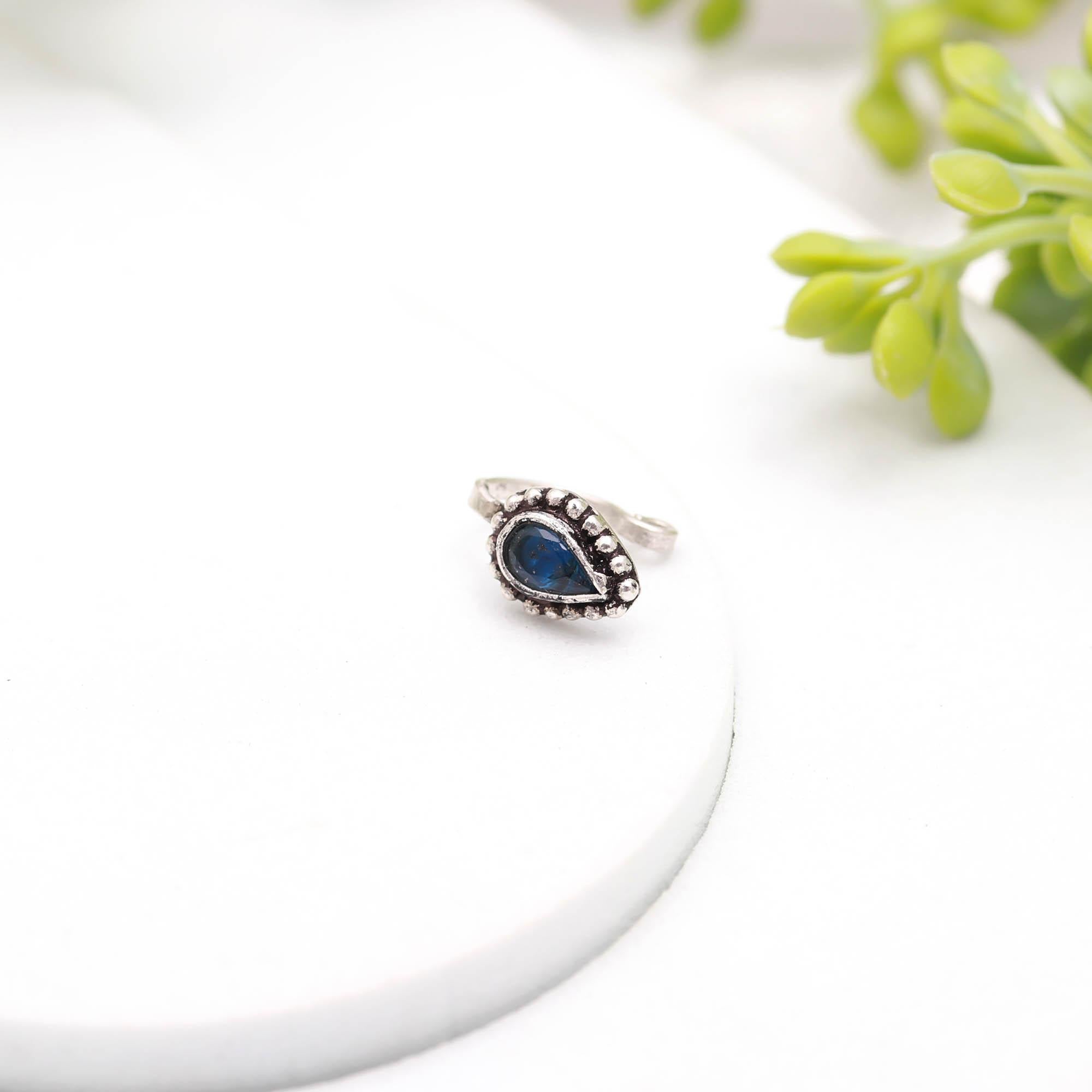 Tear Drop CZ Nose Ring | 925 Sterling Silver Turkish Design