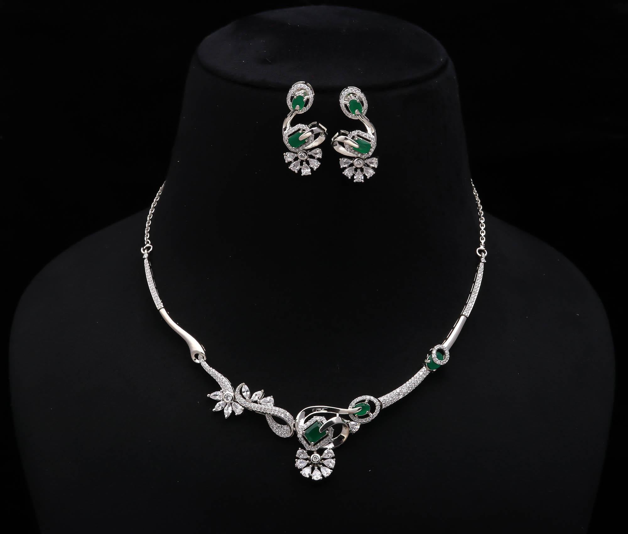 Women’s CZ Necklace & Matching Earrings Statement Jewellery Perfect Gift Set