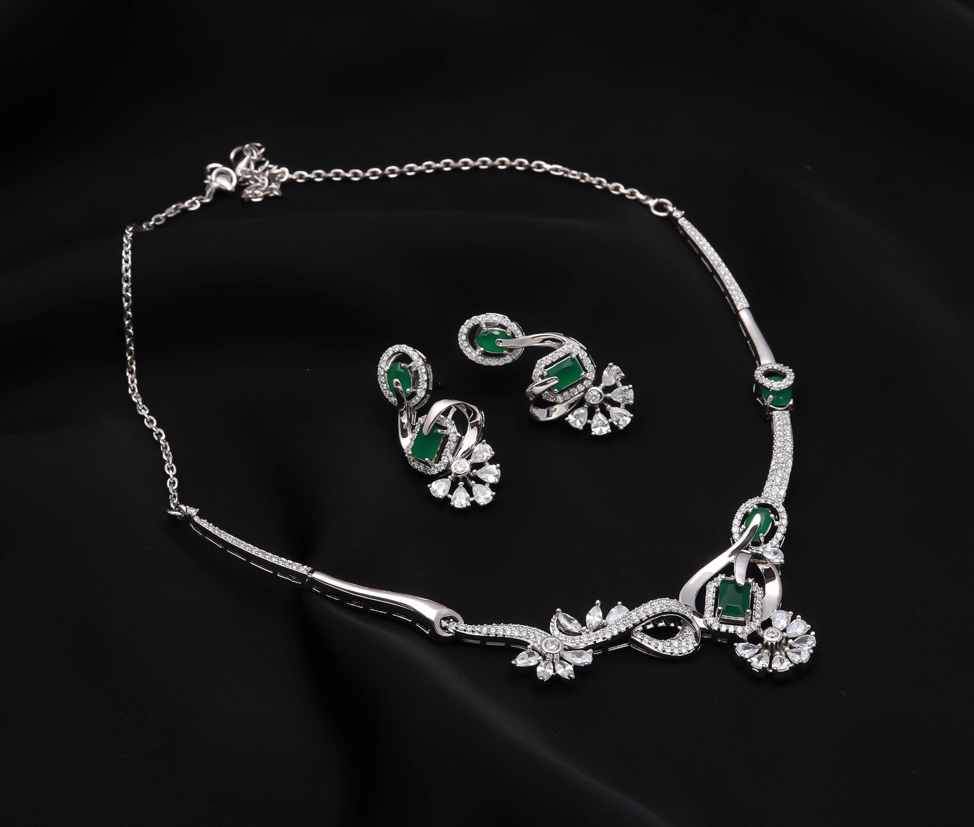 Women’s CZ Necklace & Matching Earrings Statement Jewellery Perfect Gift Set