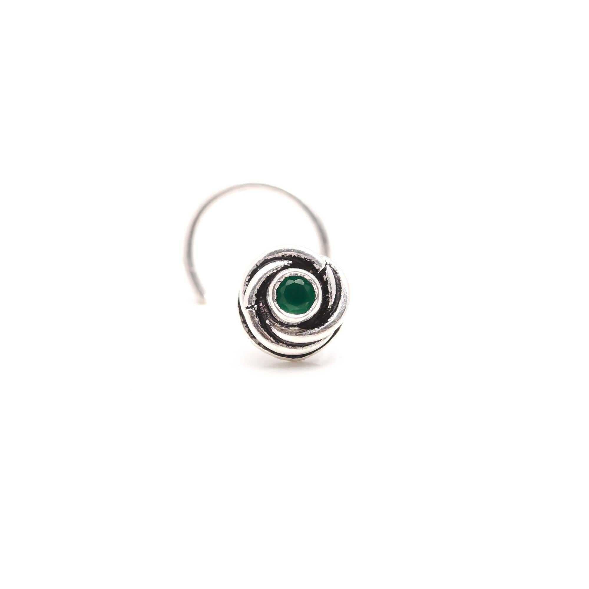Tear Drop CZ Nose Ring 925 Sterling Silver | Turkish Oxidised Style