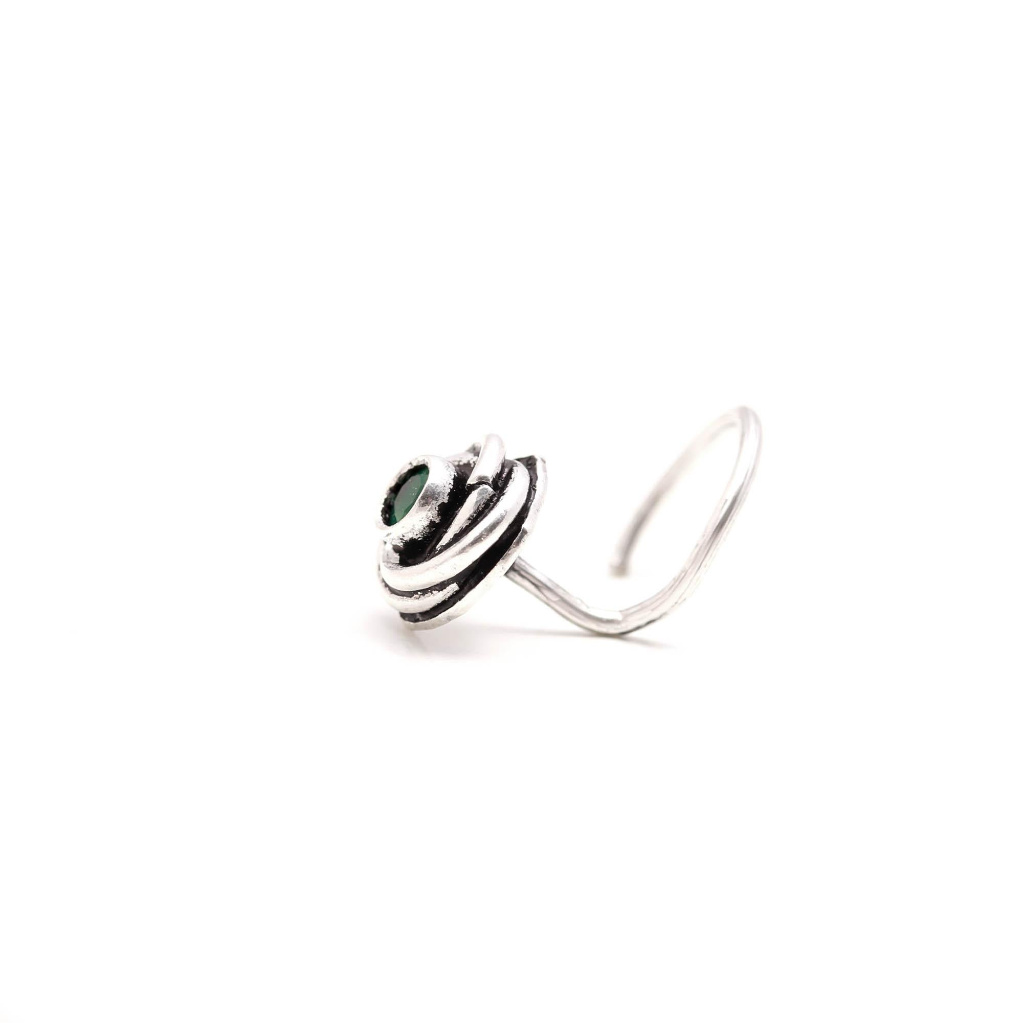 Tear Drop CZ Nose Ring 925 Sterling Silver | Turkish Oxidised Style