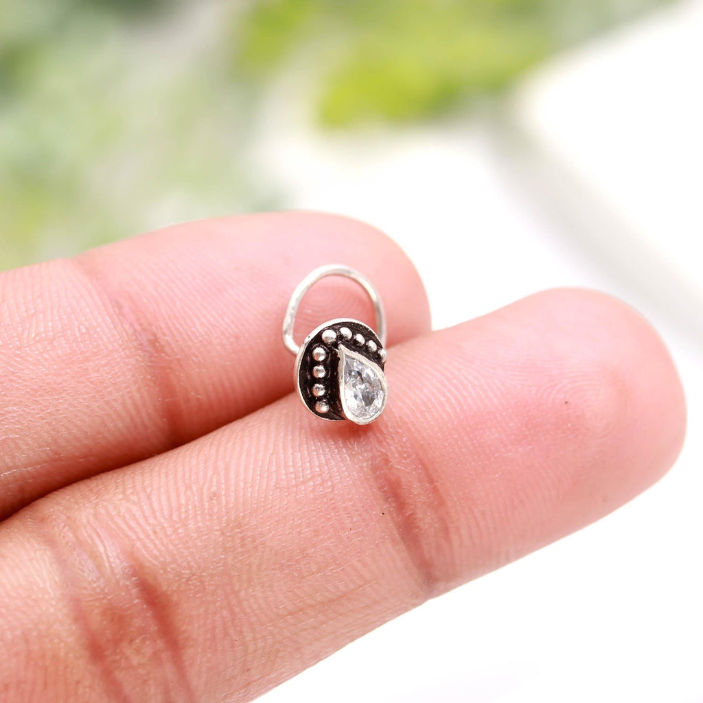 Brilliant Round CZ Nose Pin – 925 Sterling Silver Everyday Wear
