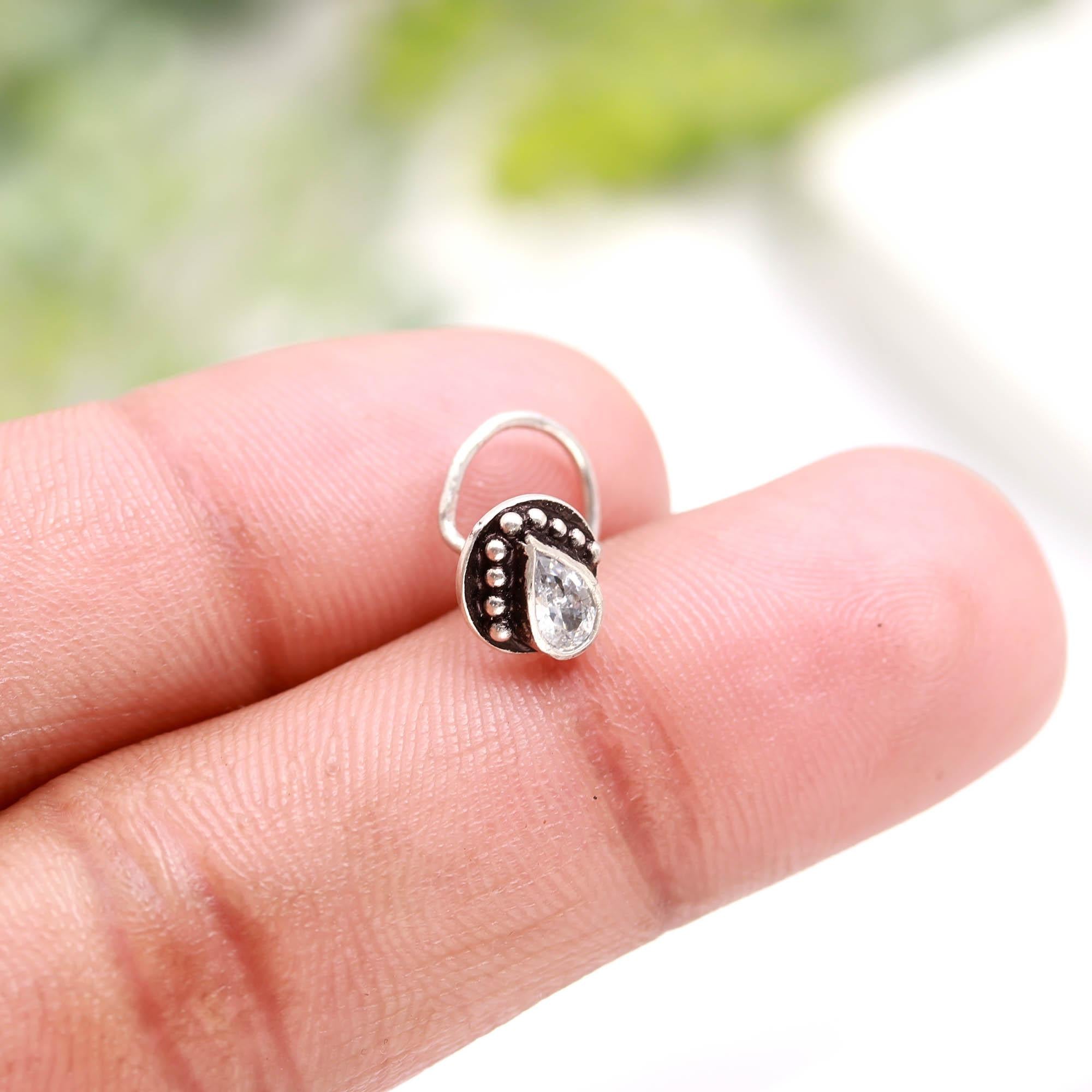 Brilliant Round CZ Nose Pin – 925 Sterling Silver Everyday Wear