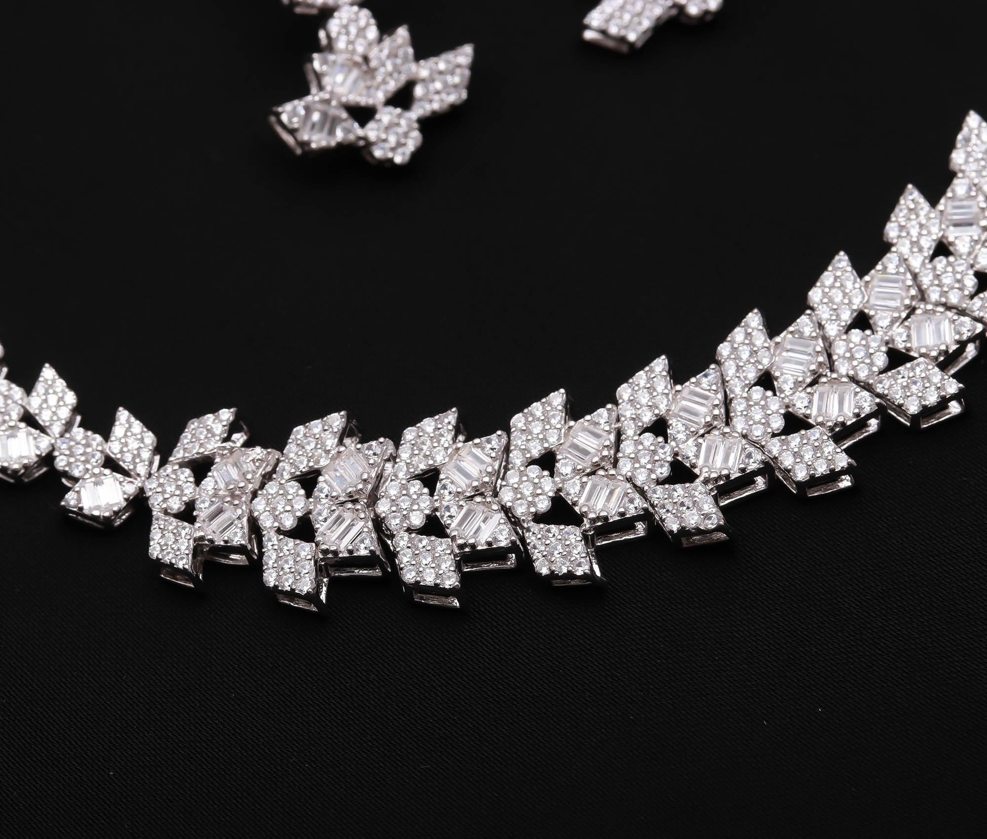 925 Sterling Silver Cubic Zirconia Pendant Necklace & Stud Earrings Set Bridal Jewellery