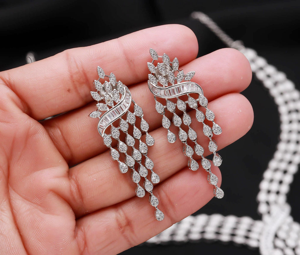 925 Sterling Silver Cubic Zirconia Wedding Necklace with Matching Earrings Jewellery Set